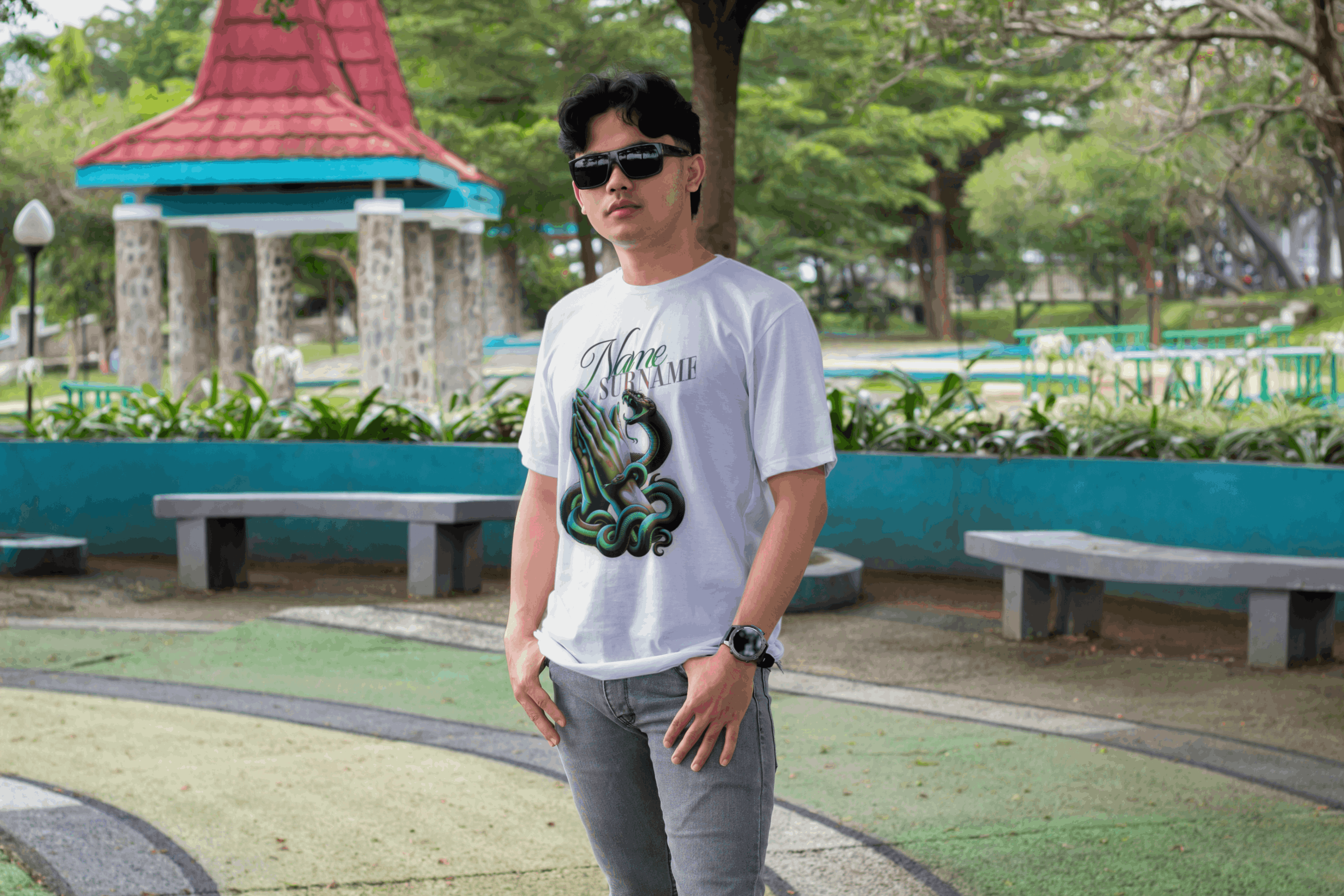 personalized t-shirt with praying hands design