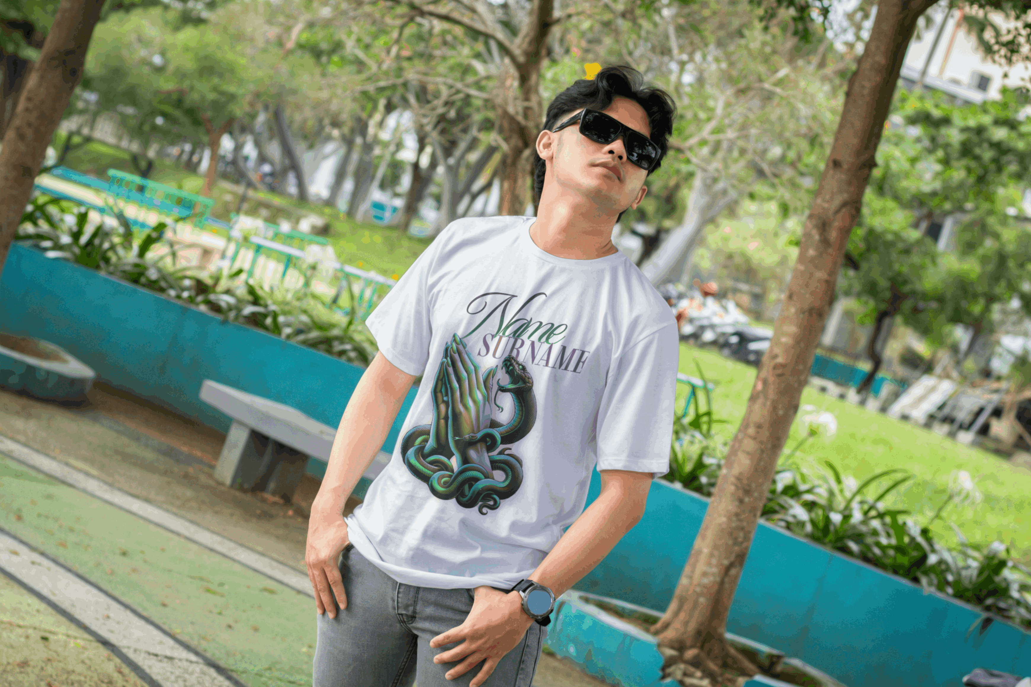 personalized t-shirt with praying hands design