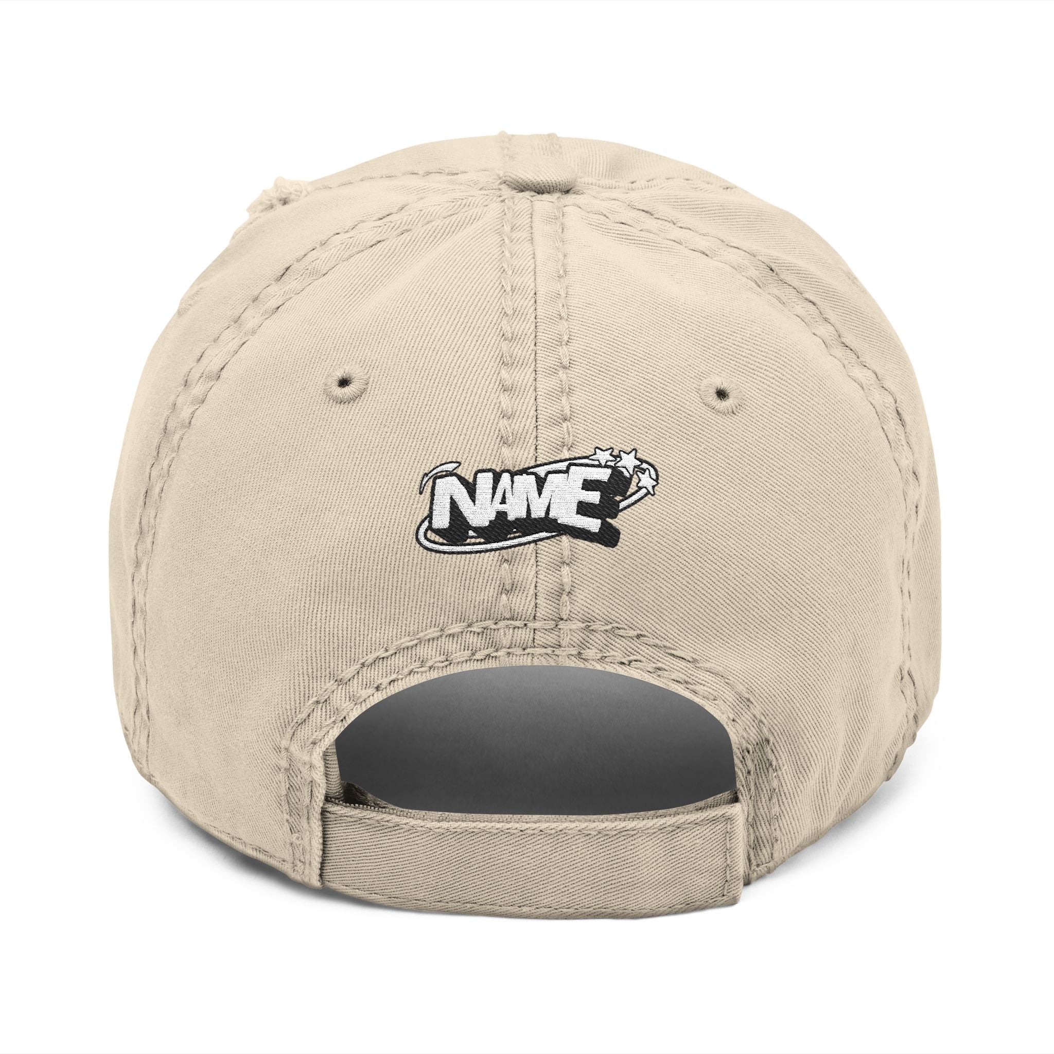 Distressed Embroidered Dad Hat — Custom 'NAME' Retro Logo Cap