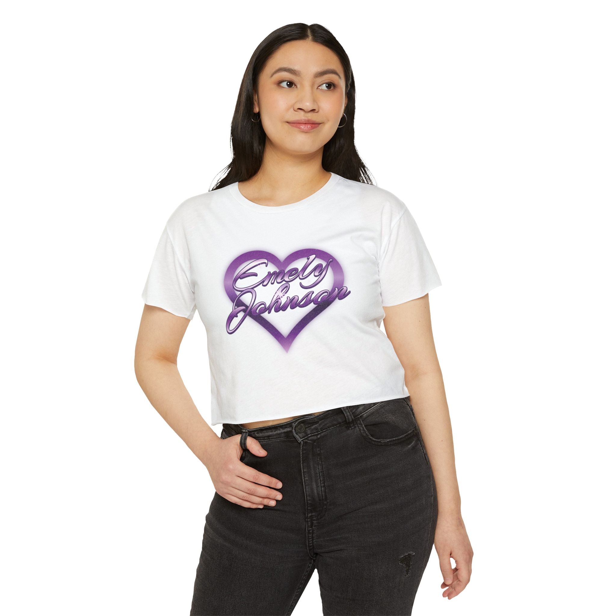 Women's  Crop Top — Purple Heart Custom Name and last name