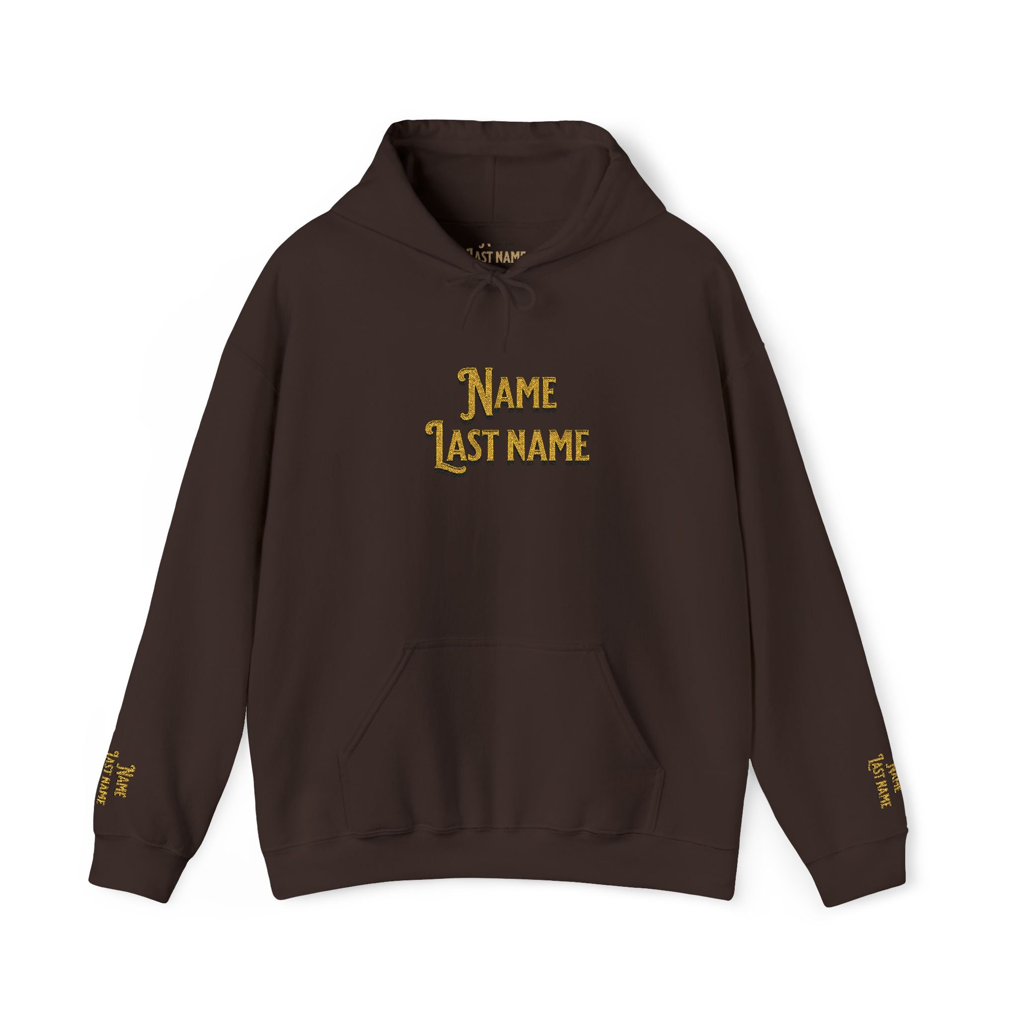 Personalized embroidered  Gold Leopard Name Hoodie — Custom 'Name Last Name' Graphic Hooded Sweatshirt Unisex