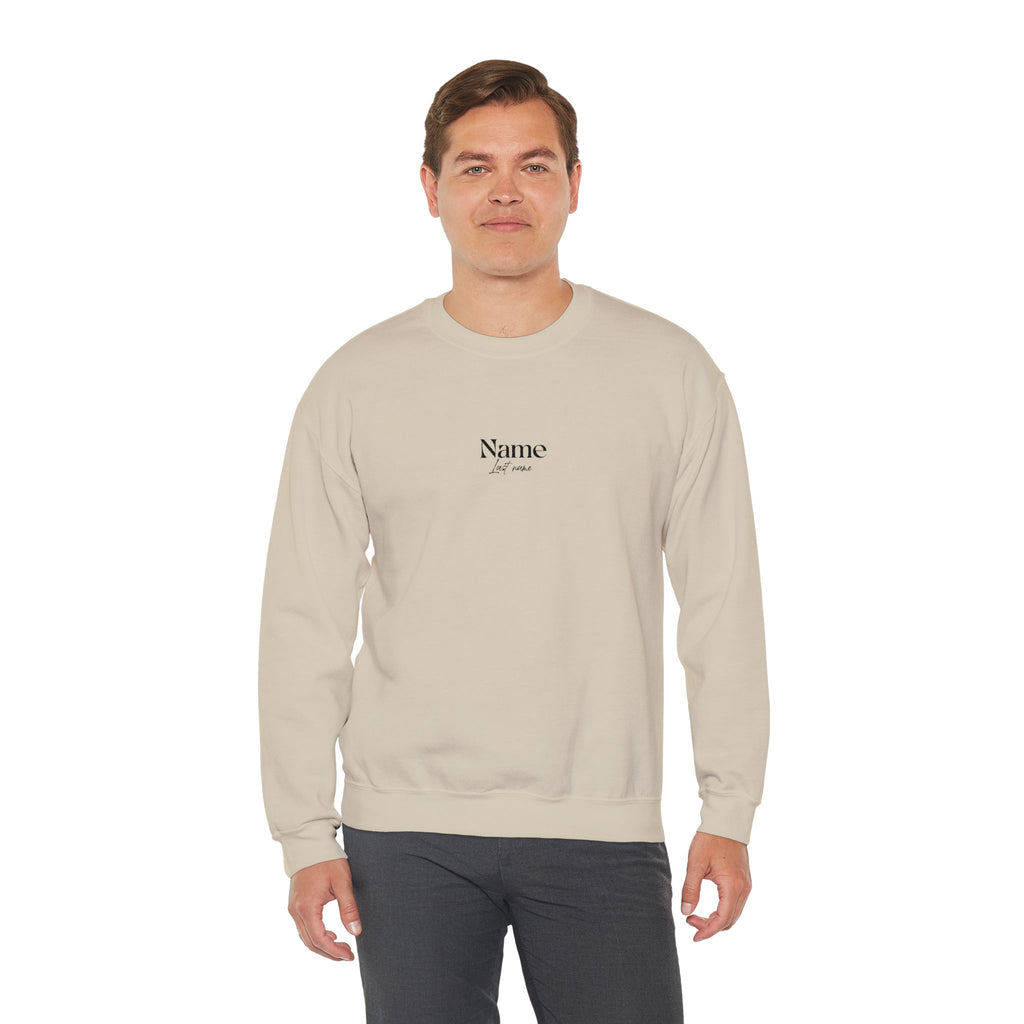 Minimal Embroidered Name Crewneck Sweatshirt — Personalized Monogram Center Chest unisex