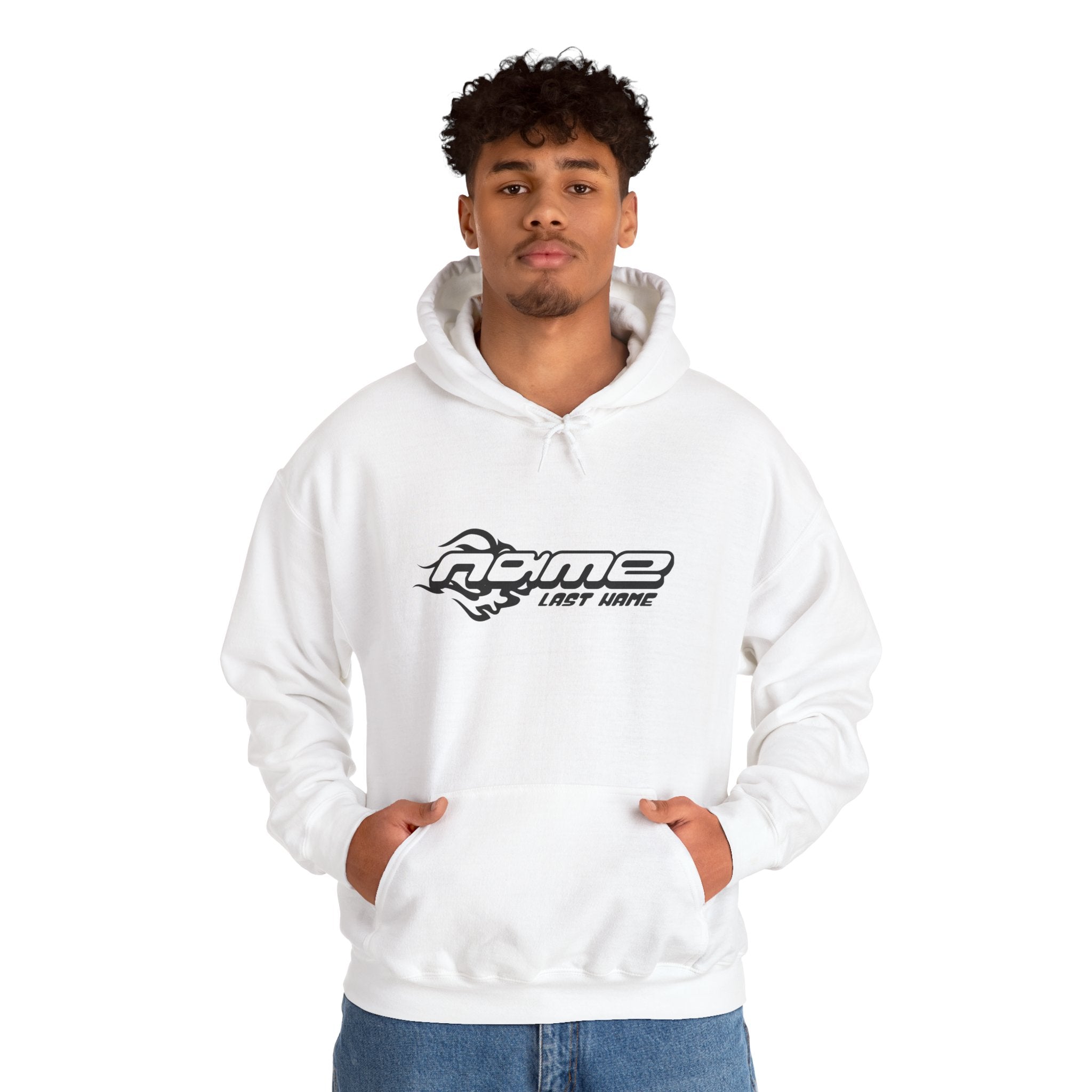 Urban automotive-style hoodie — personalize with your name and last name unisex