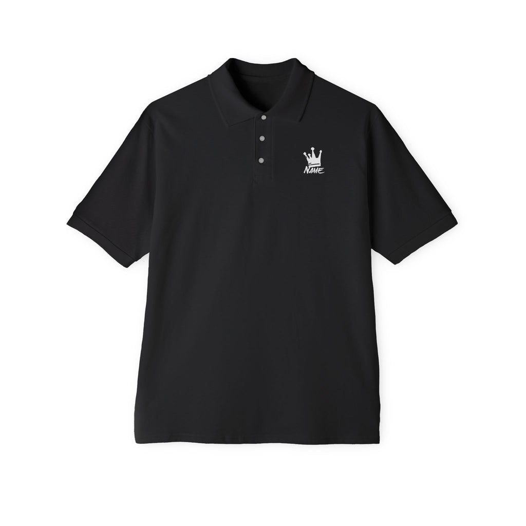 Men's Crown Logo Polo Shirt — Classic Black Piqué Collared Tee