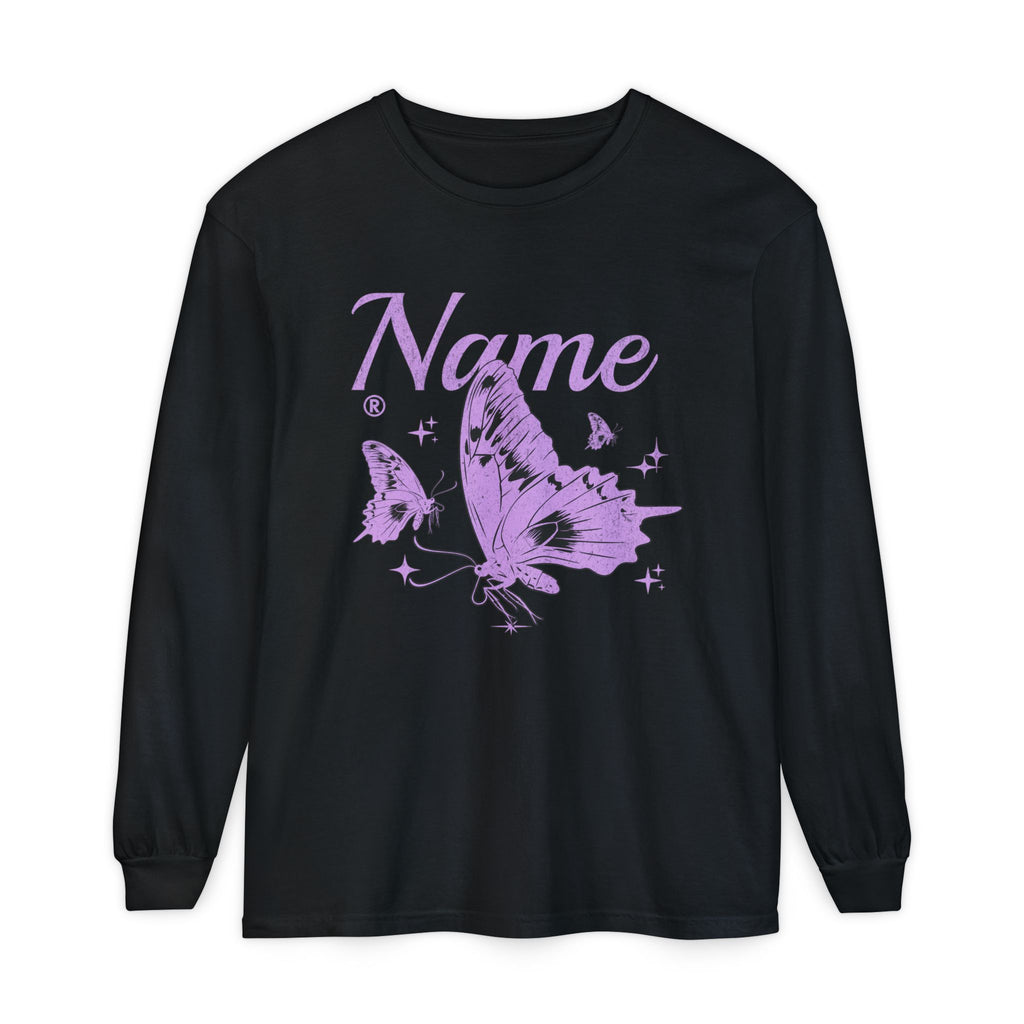 Custom Butterfly Name Long Sleeve Tee