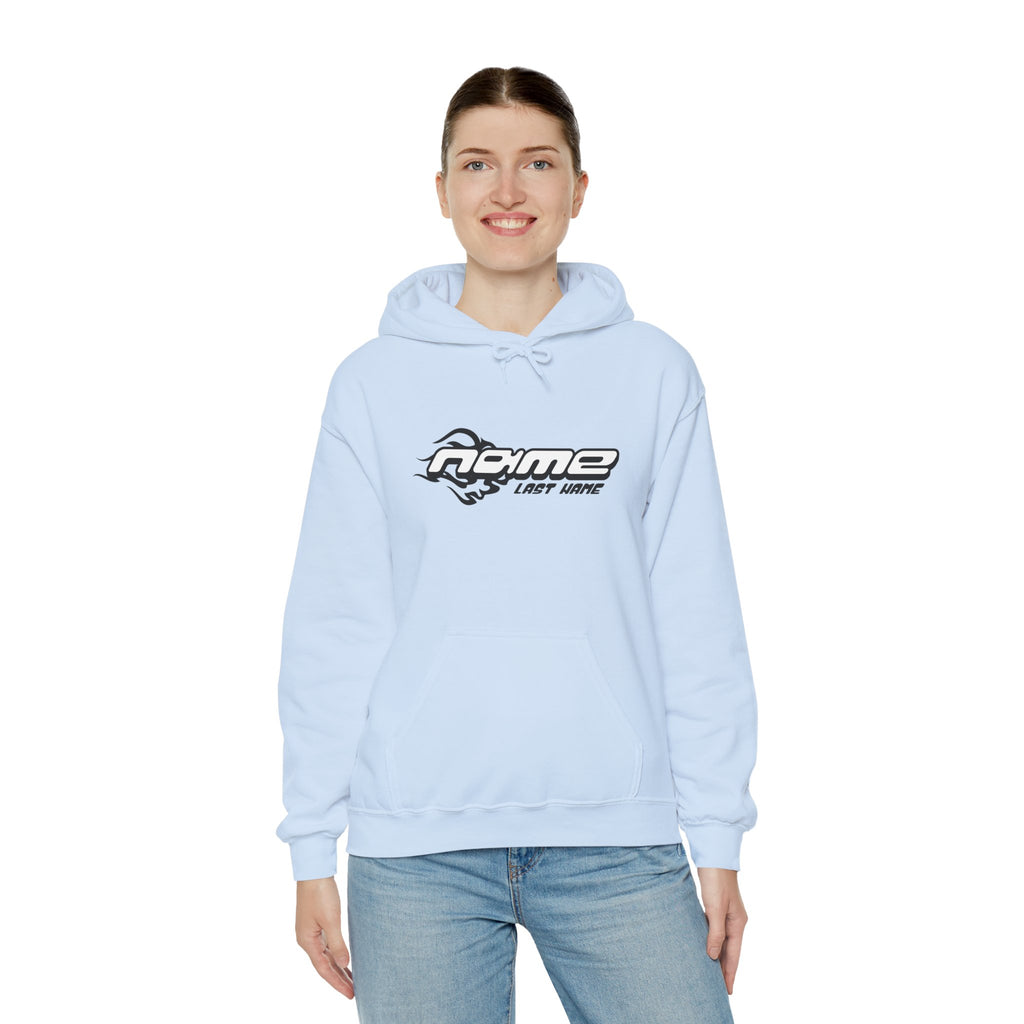 Urban automotive-style hoodie — personalize with your name and last name unisex