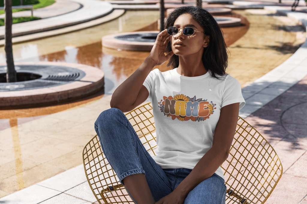 Custom Floral Name T-Shirt