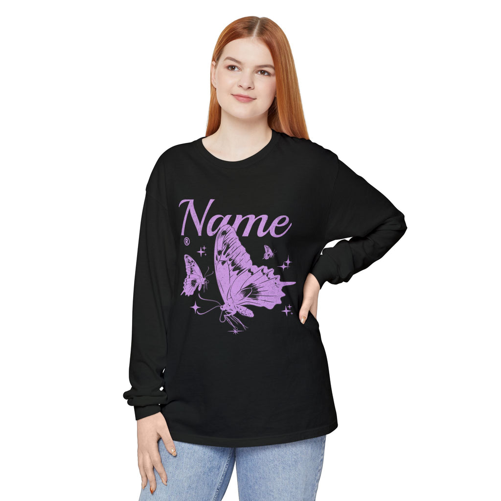 Custom Butterfly Name Long Sleeve Tee