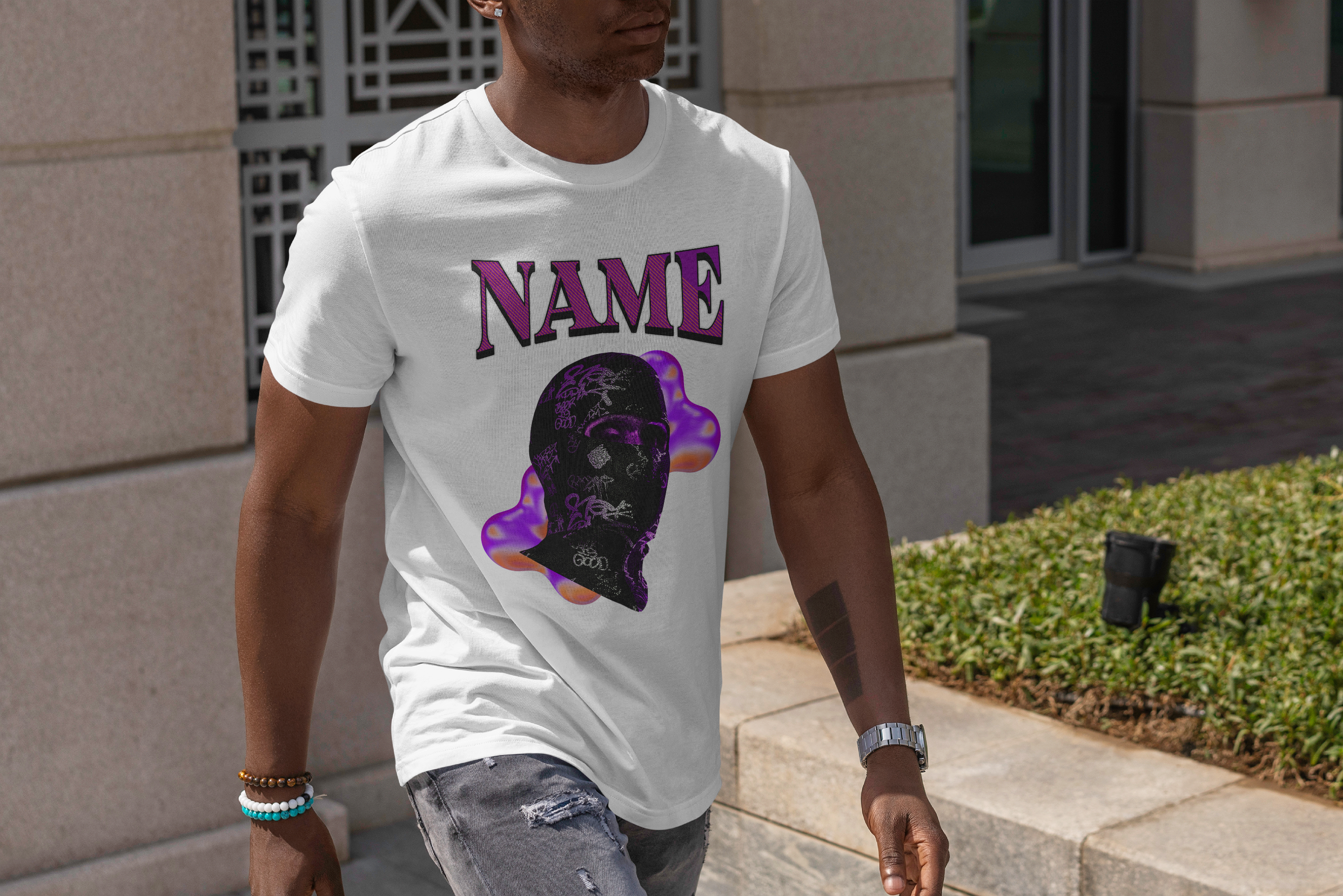 Personalized t-shirt with urban balaclava design