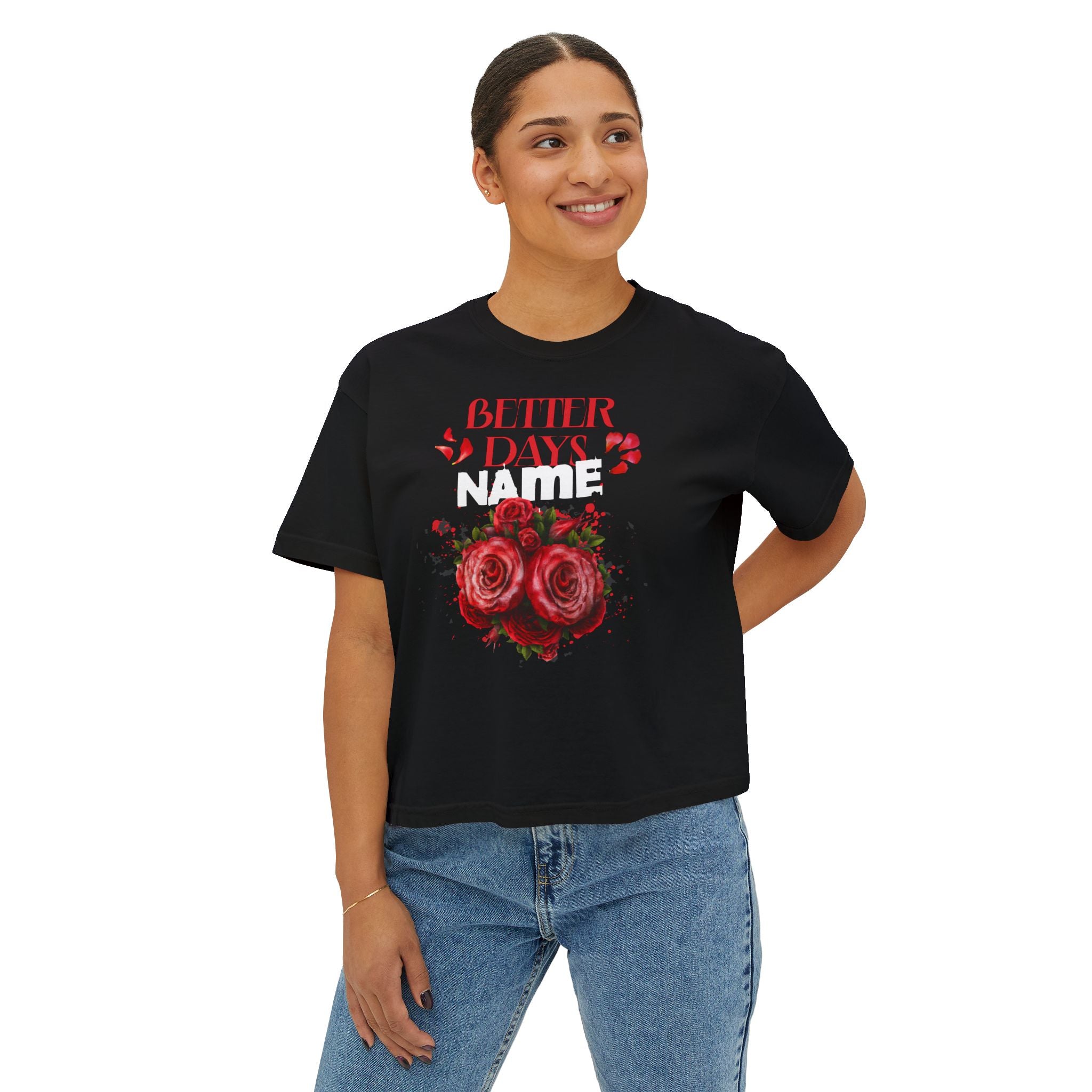 Better Days Name Floral Boxy Tee