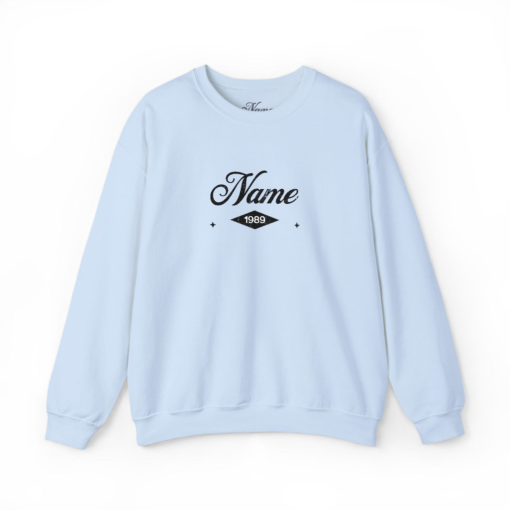 Personalized Embroidered Name Crewneck Sweatshirt — Vintage Script Custom Name Pullover