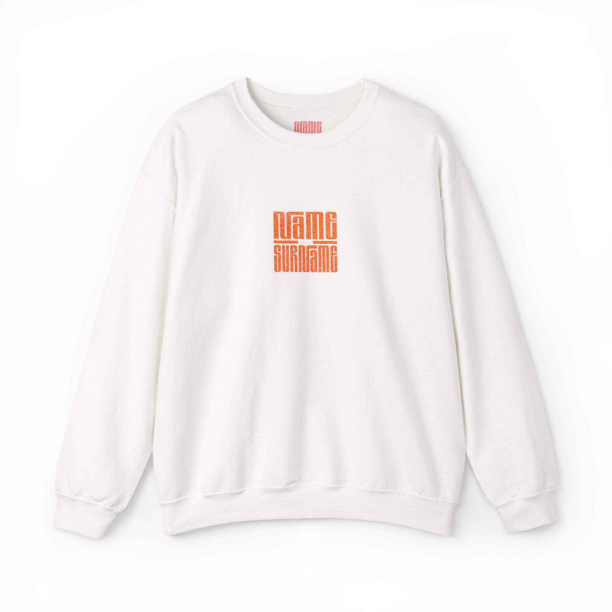 Minimal Embroidered Name Crewneck Sweatshirt — Personalized Monogram Center Chest