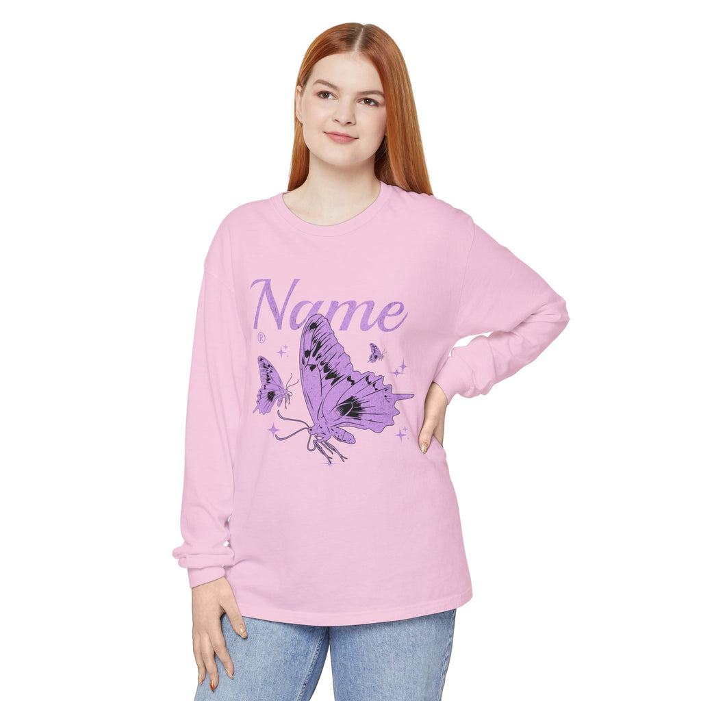 Custom Butterfly Name Long Sleeve Tee