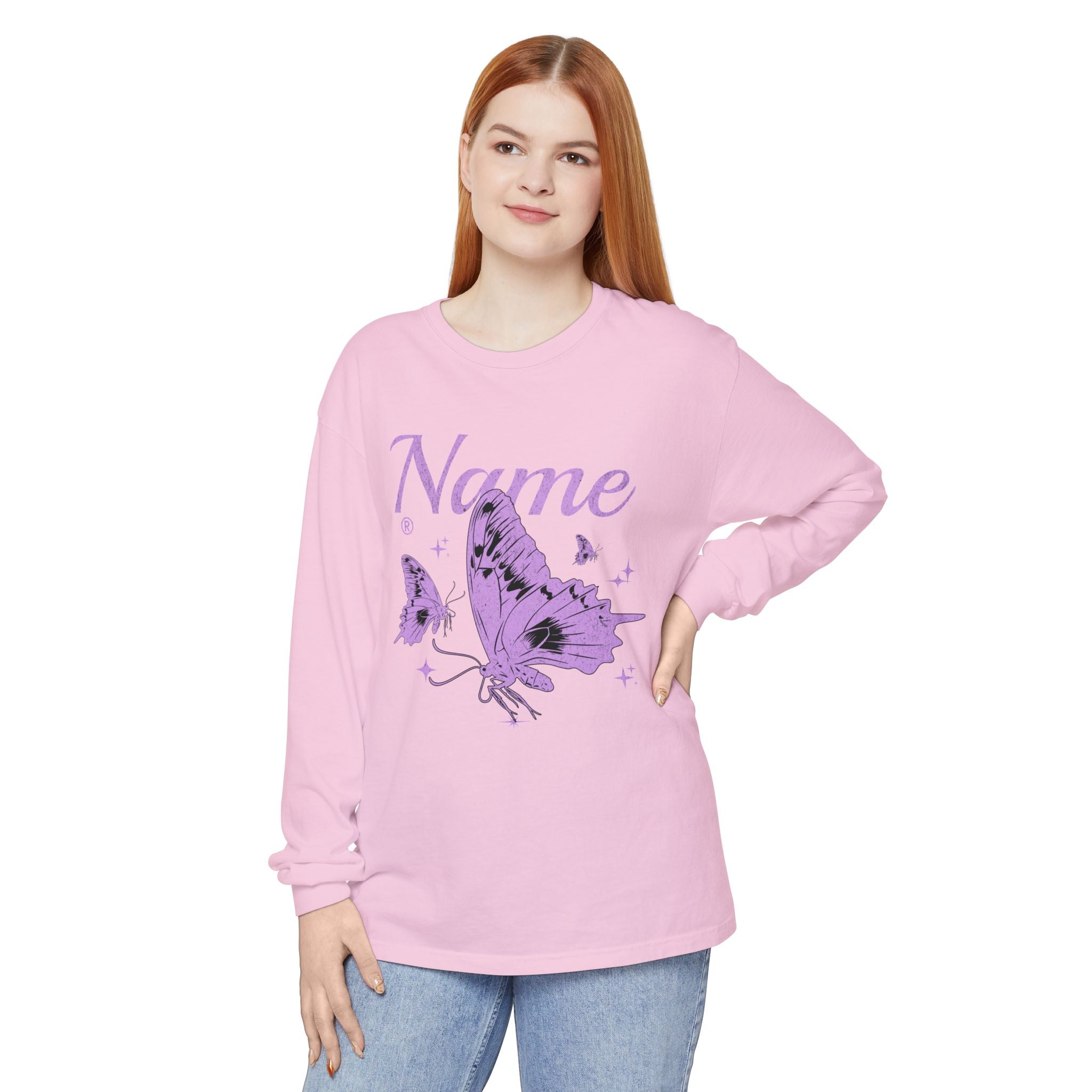 Custom Butterfly Name Long Sleeve Tee