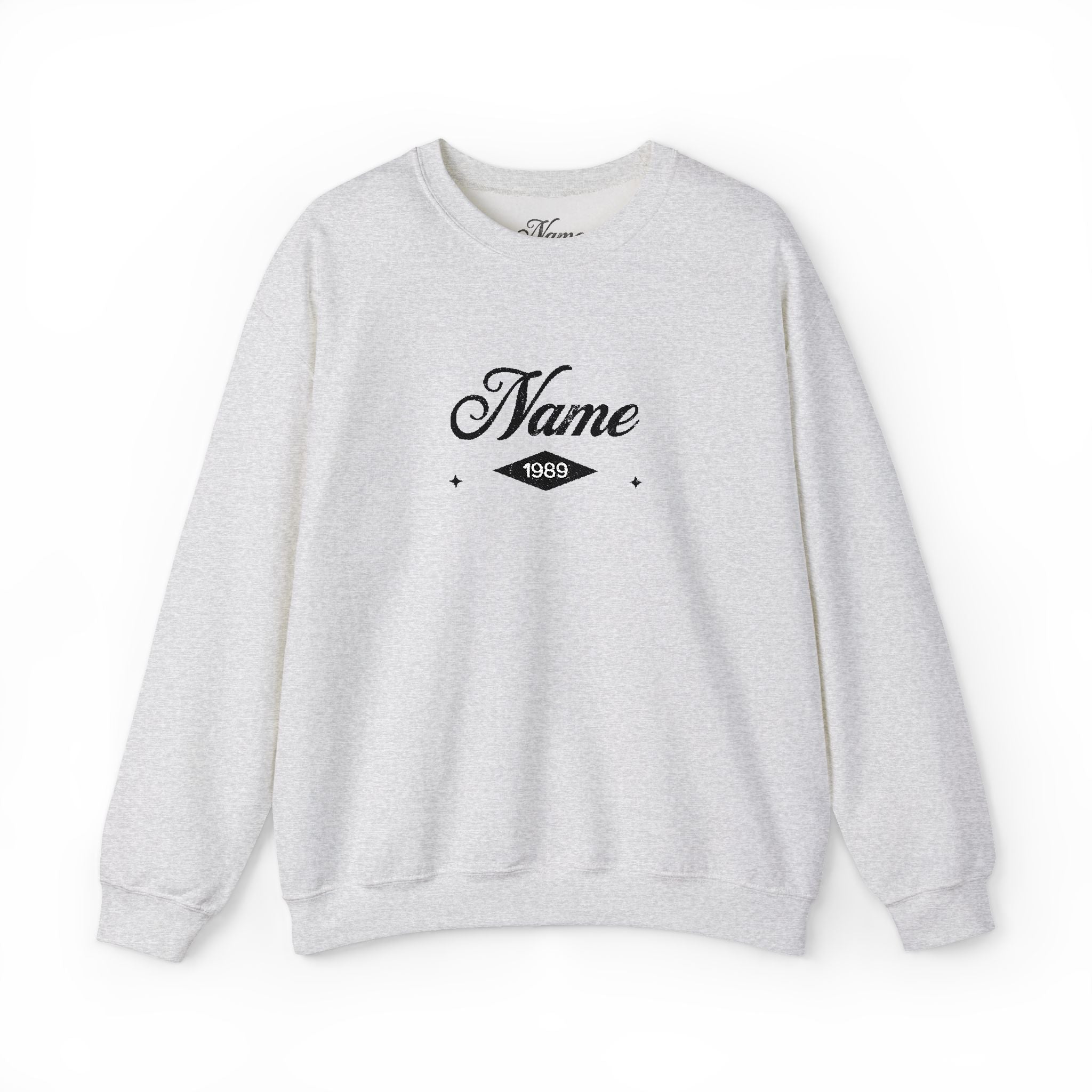 Personalized Embroidered Name Crewneck Sweatshirt — Vintage Script Custom Name Pullover