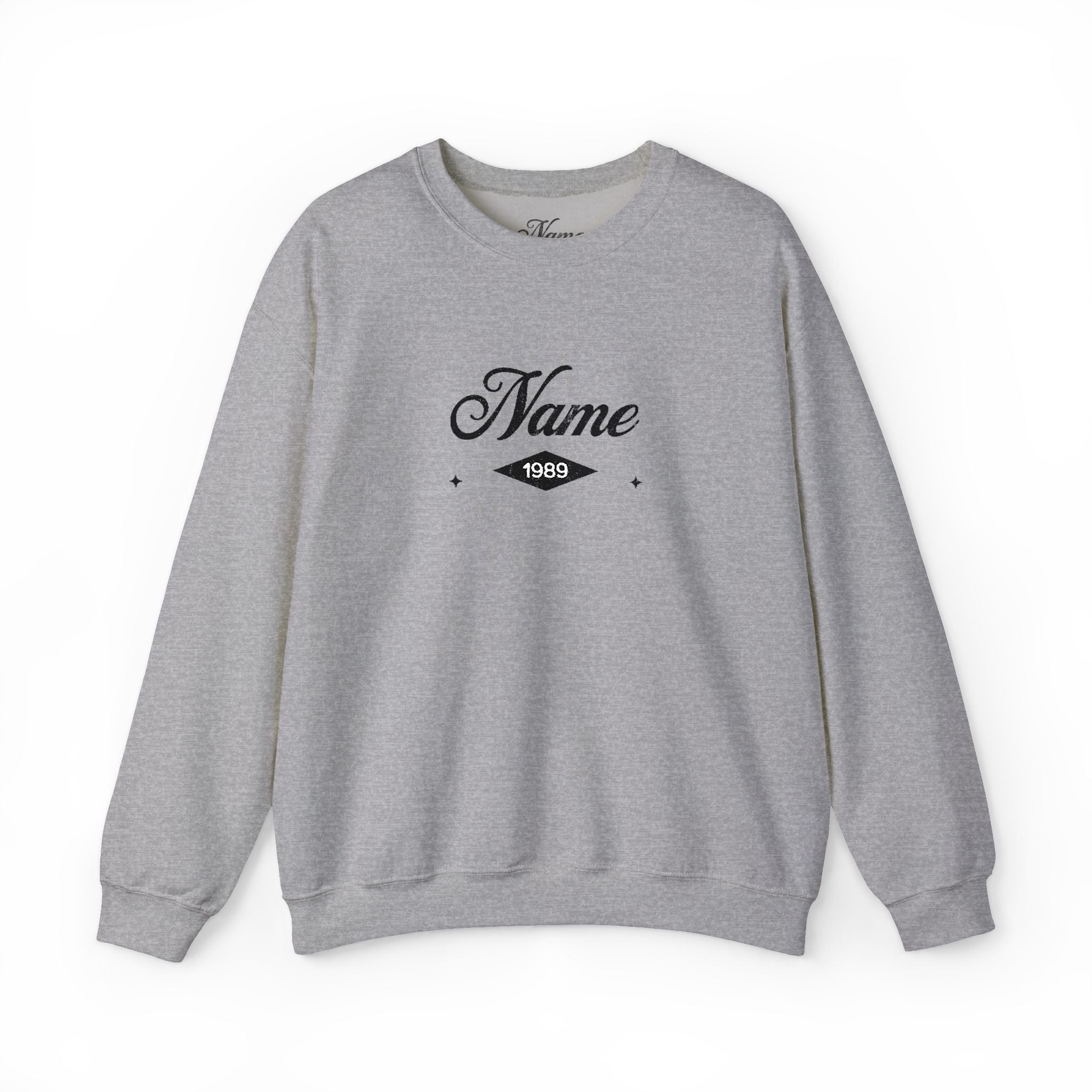 Personalized Embroidered Name Crewneck Sweatshirt — Vintage Script Custom Name Pullover