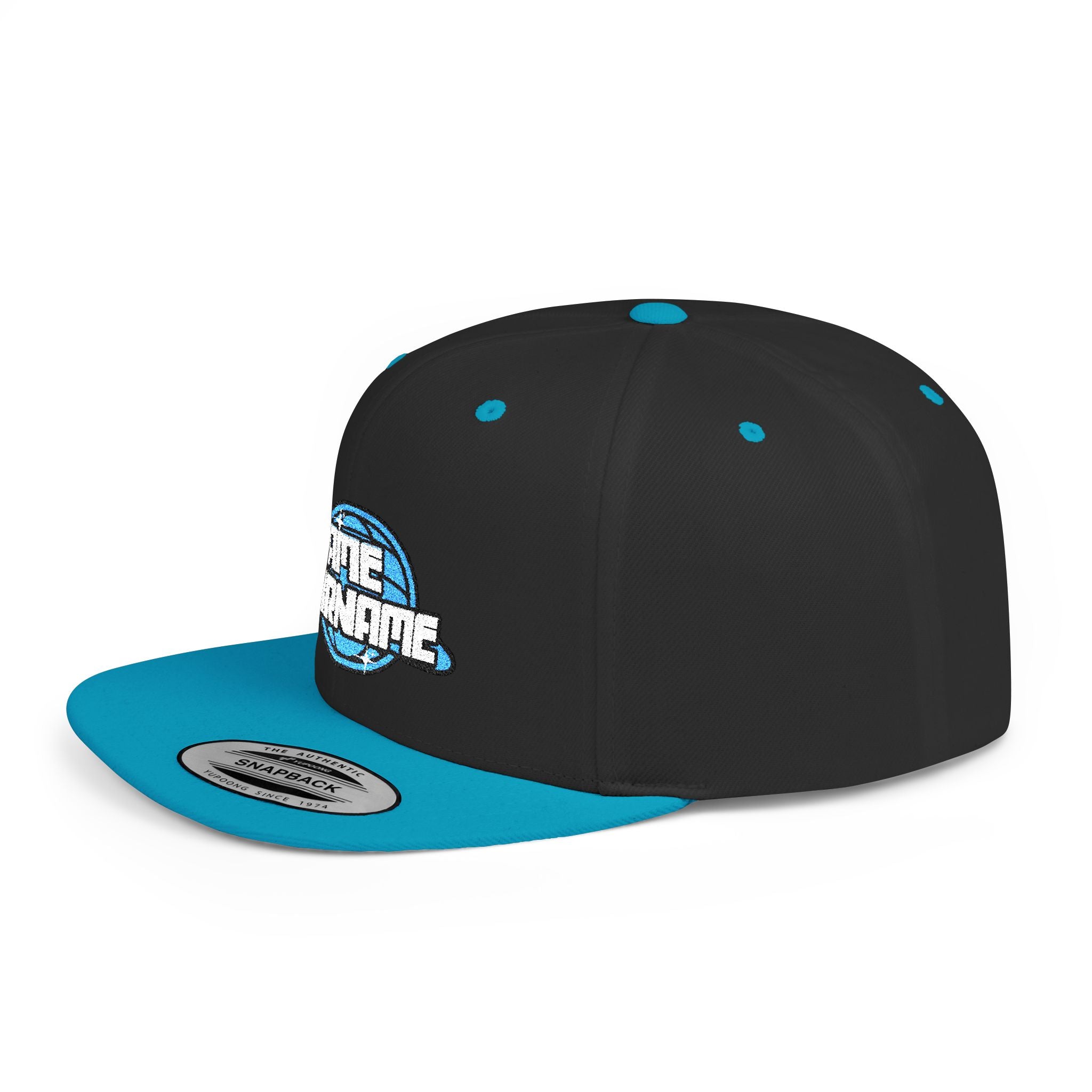 Flat Bill Snapback Hat — Custom "Name Surname" Retro Planet Logo