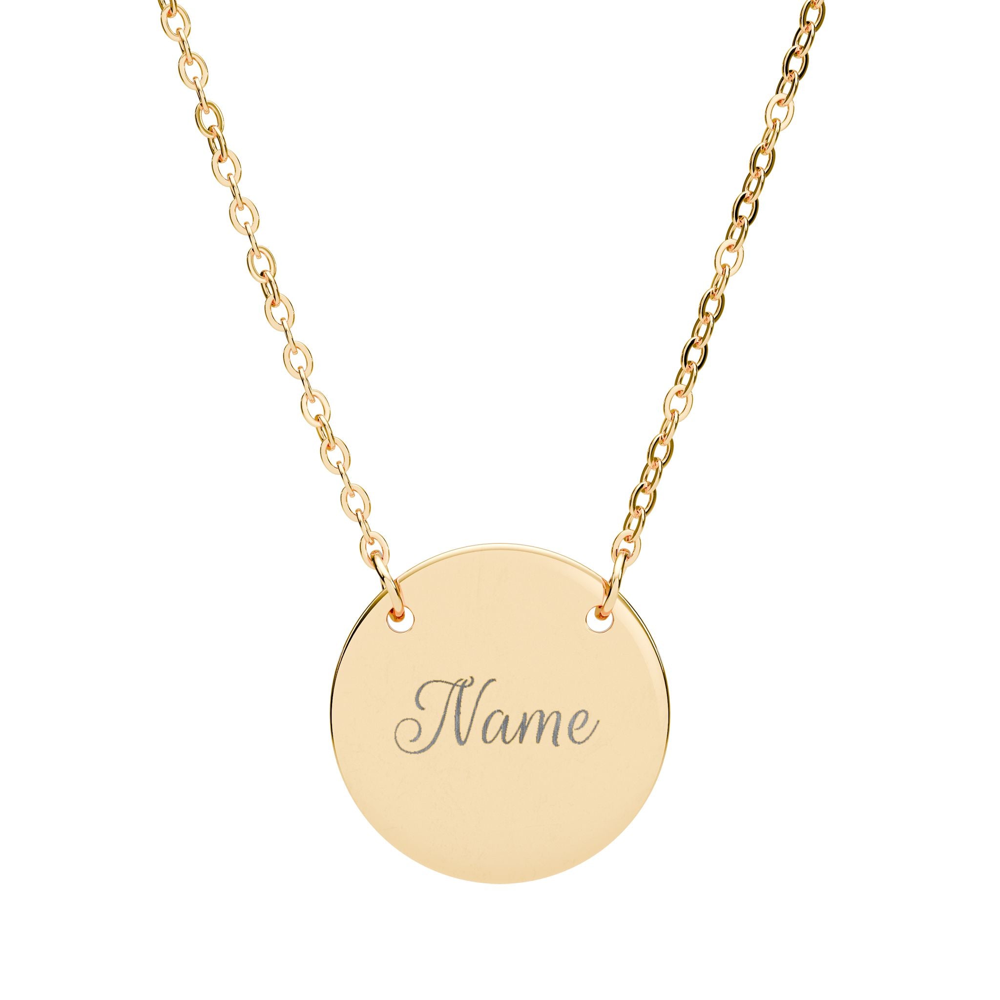 Engraved Circle Necklace — Personalized Name Pendant