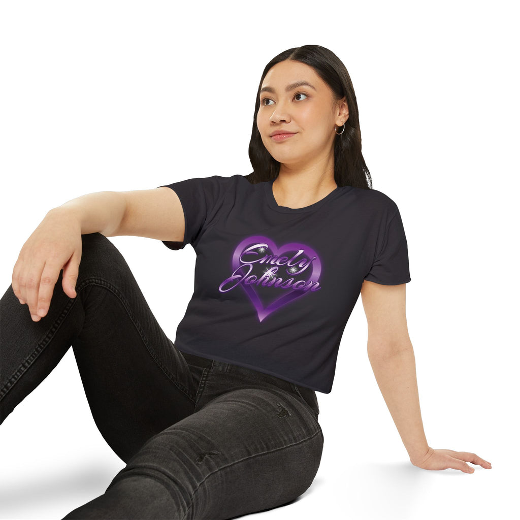 Women's  Crop Top — Purple Heart Custom Name and last name
