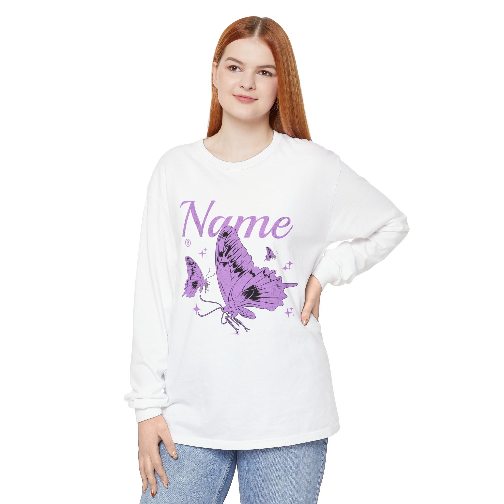 Custom Butterfly Name Long Sleeve Tee