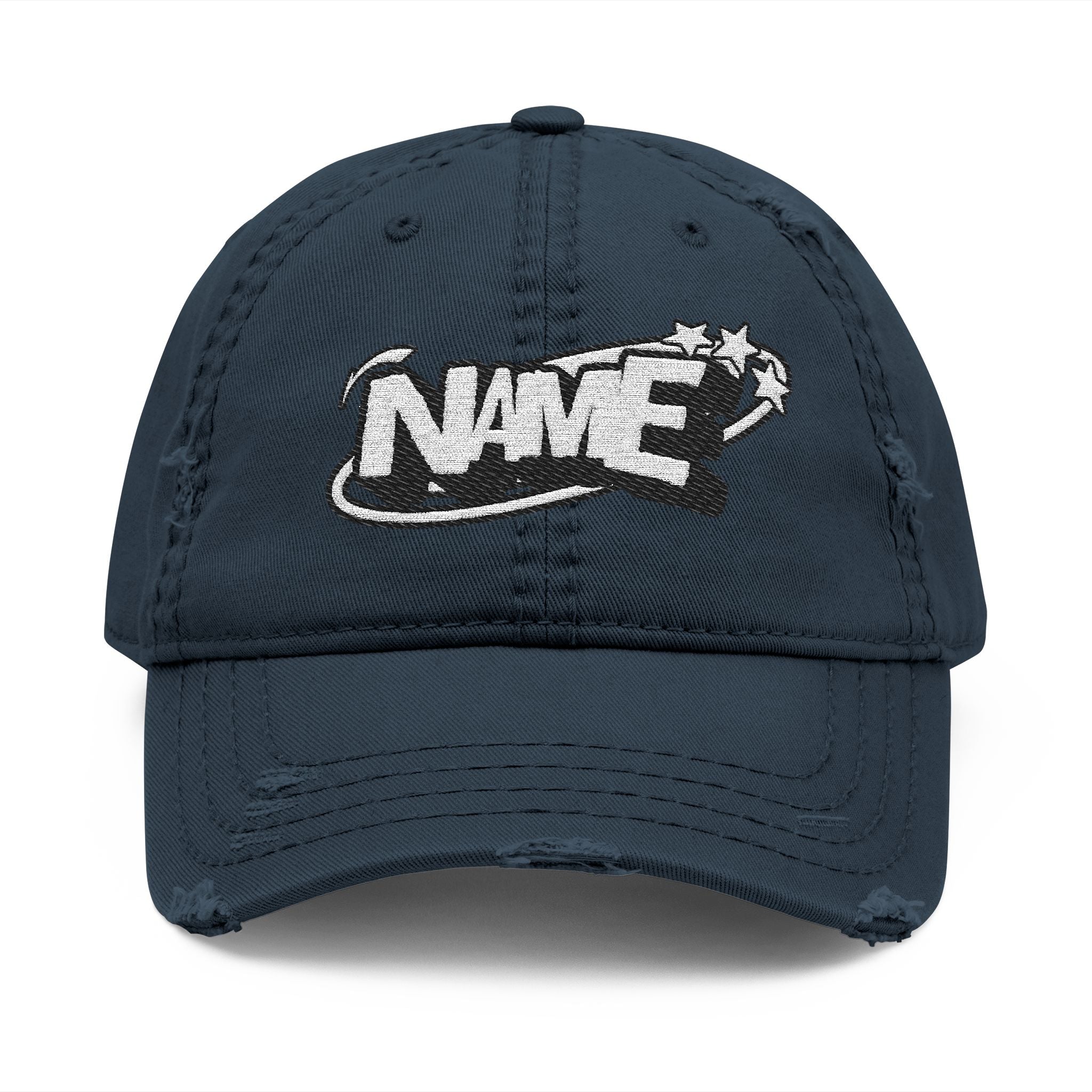 Distressed Embroidered Dad Hat — Custom 'NAME' Retro Logo Cap