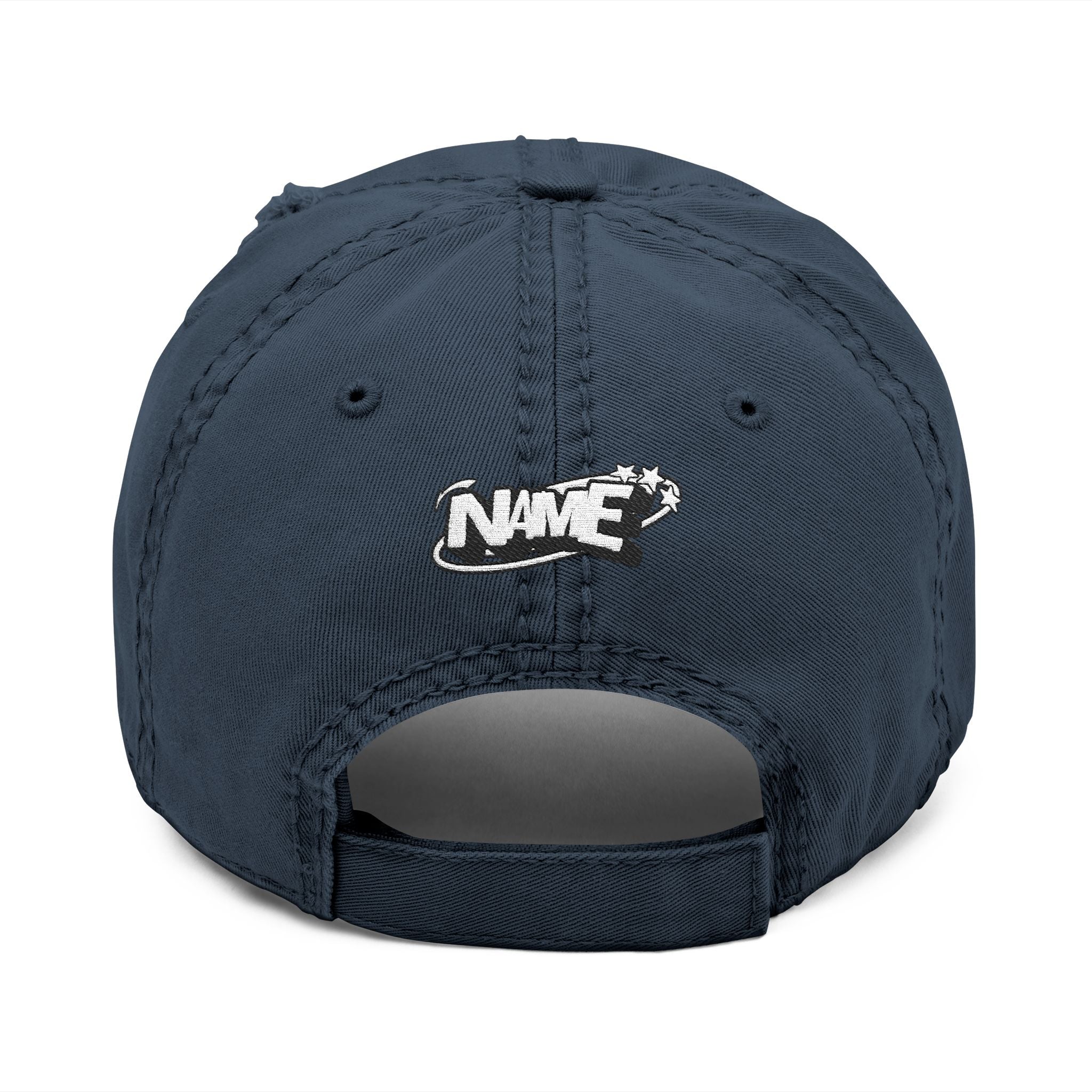 Distressed Embroidered Dad Hat — Custom 'NAME' Retro Logo Cap