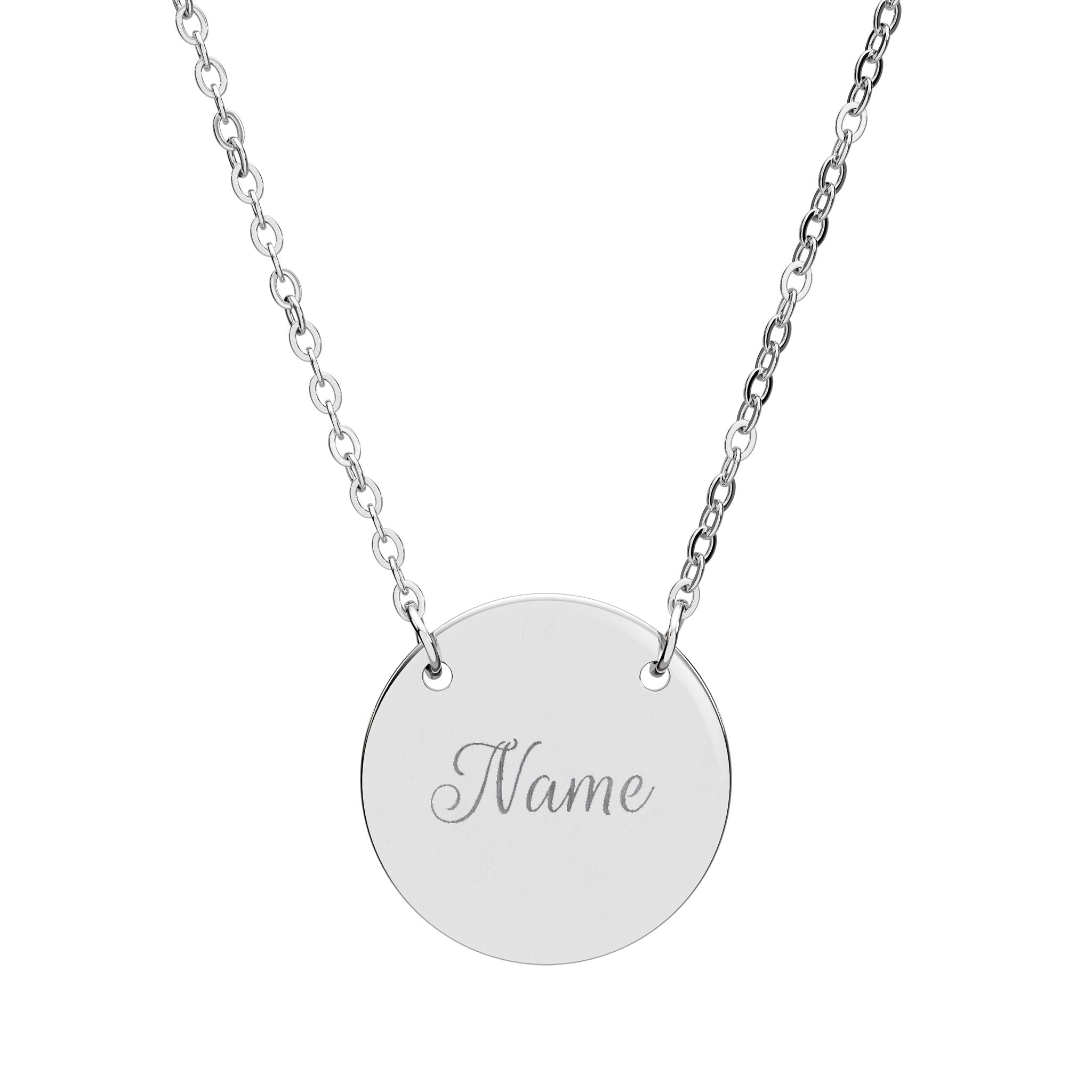 Engraved Circle Necklace — Personalized Name Pendant