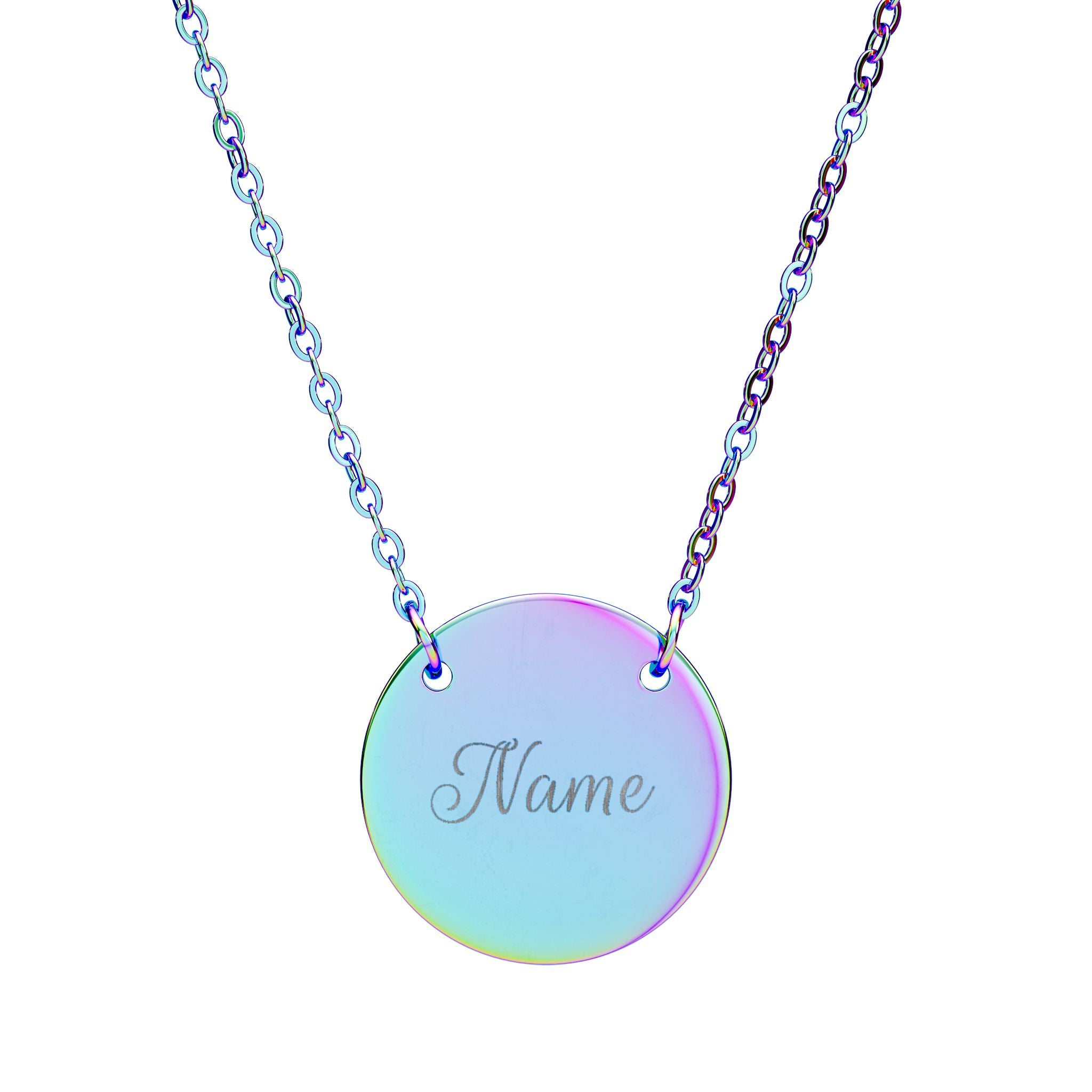 Engraved Circle Necklace — Personalized Name Pendant