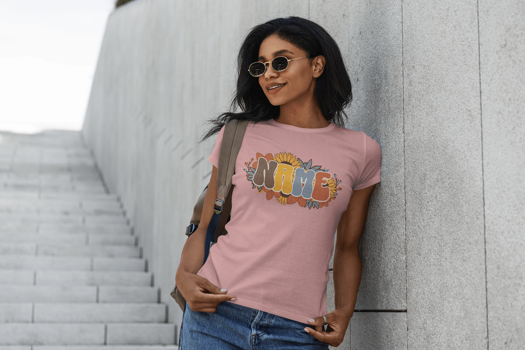 Custom Floral Name T-Shirt