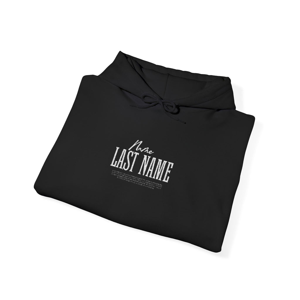 Personalized hoodie with name, last name, and a personal phrase that represents you — unisex.