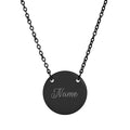 Engraved Circle Necklace — Personalized Name Pendant
