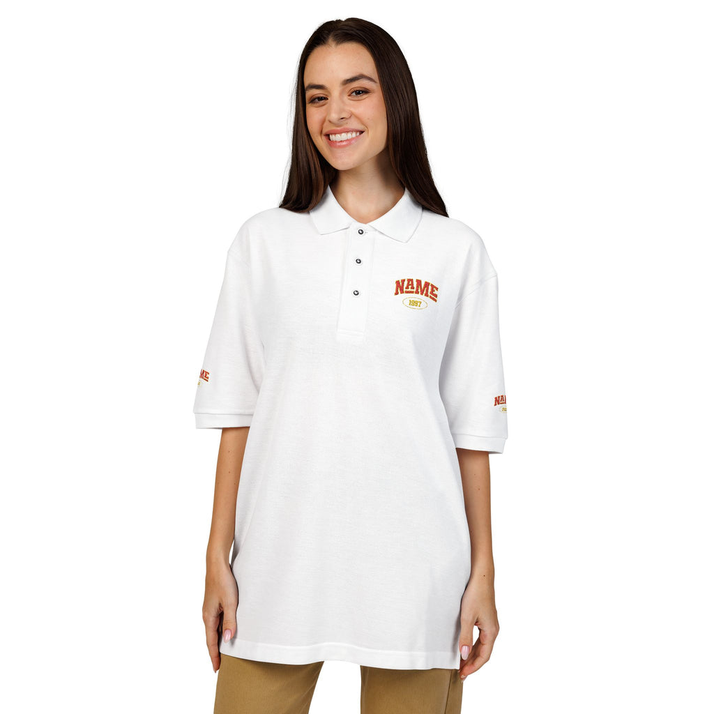 Polo Shirt with embroidered name and year of birth personalization