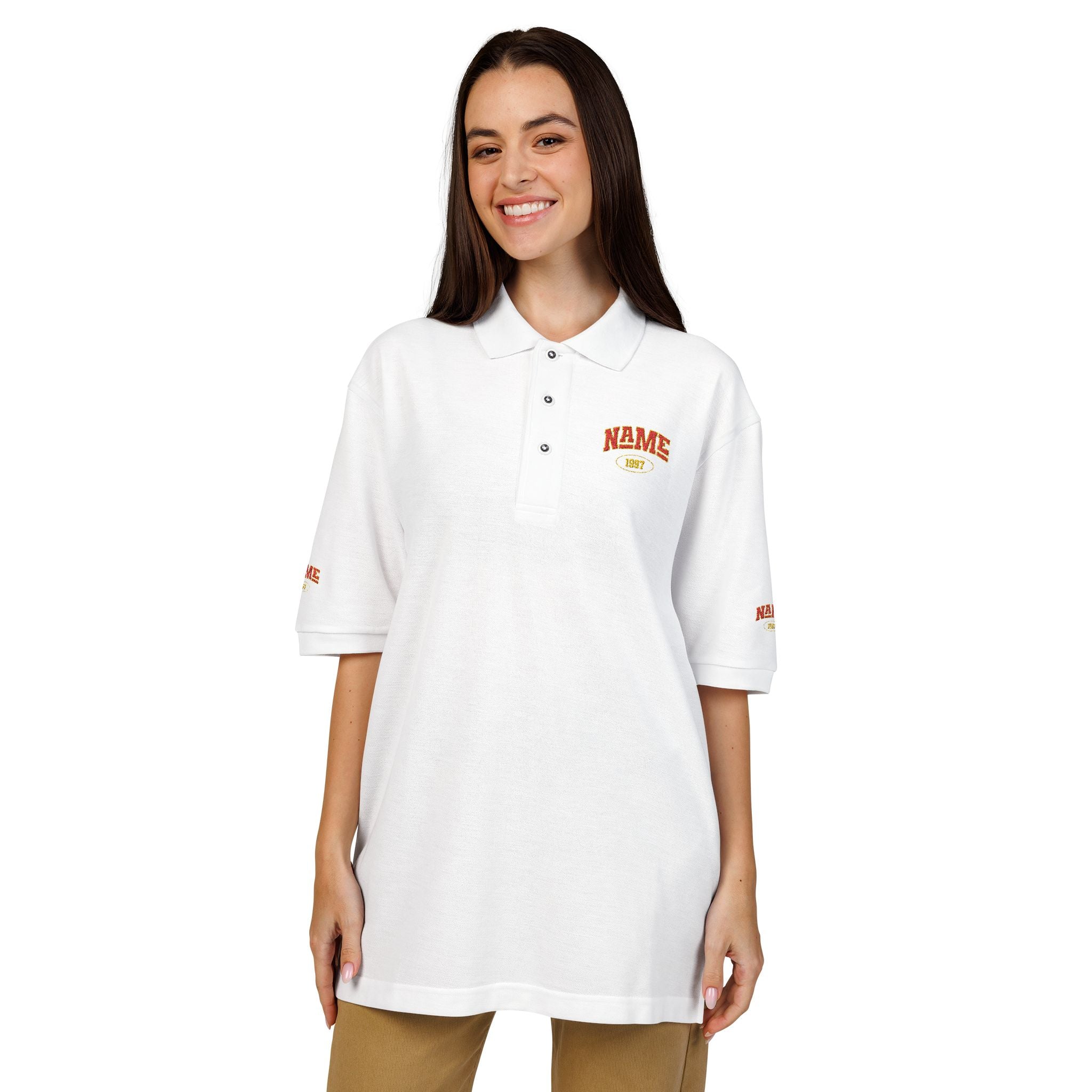 Polo Shirt with embroidered name and year of birth personalization