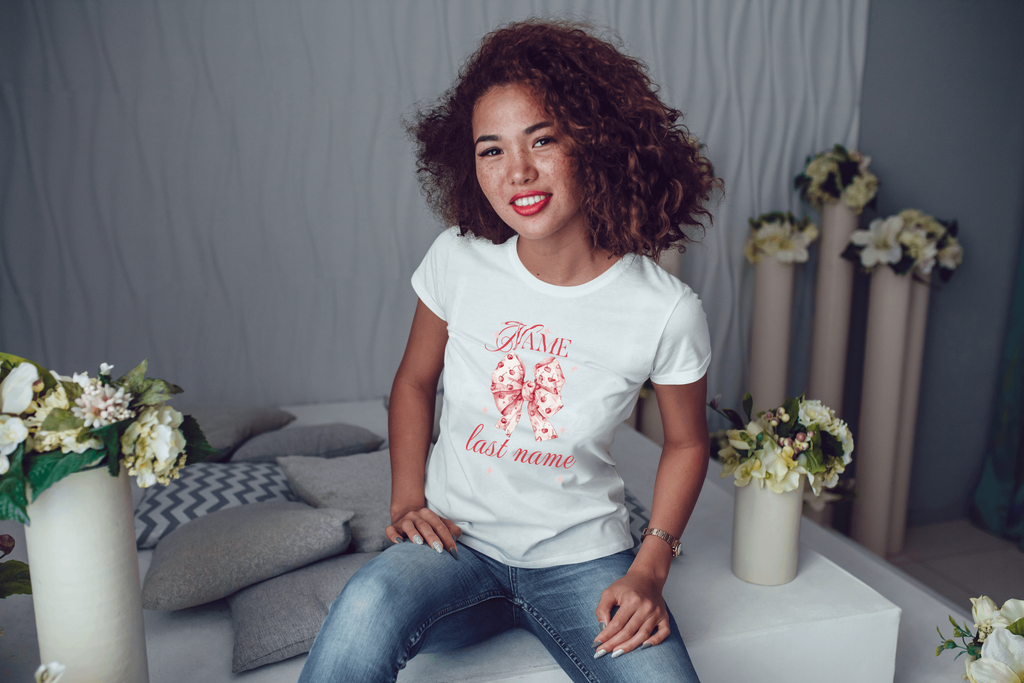 Coquette Cherry Bow Shirt – Custom Name & Last Name