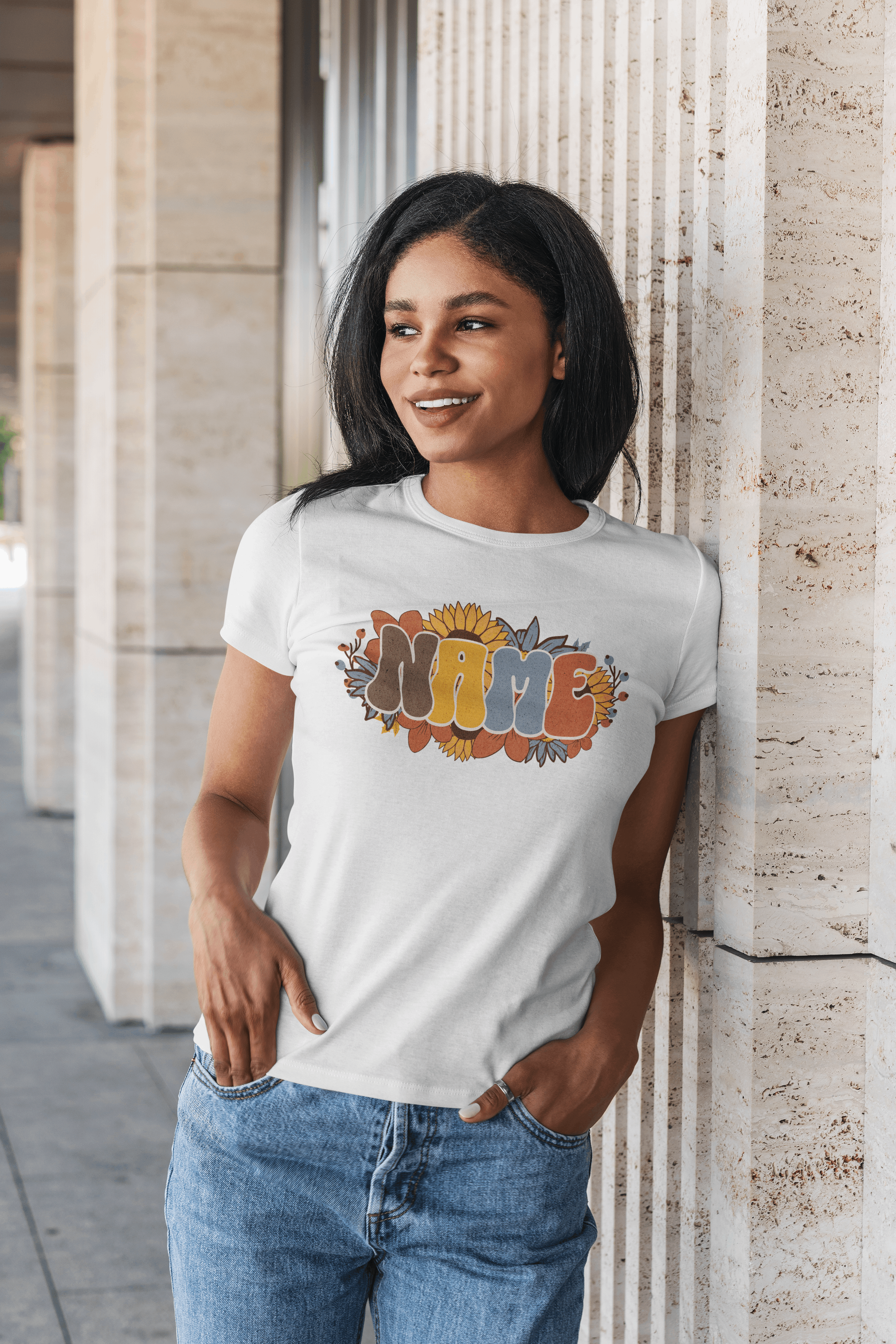 Custom Floral Name T-Shirt