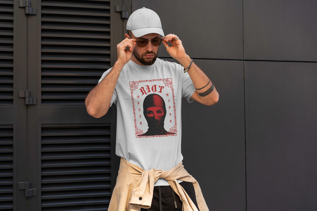 Riot Balaclava Graphic Tee — Edgy Protest Streetwear T-Shirt