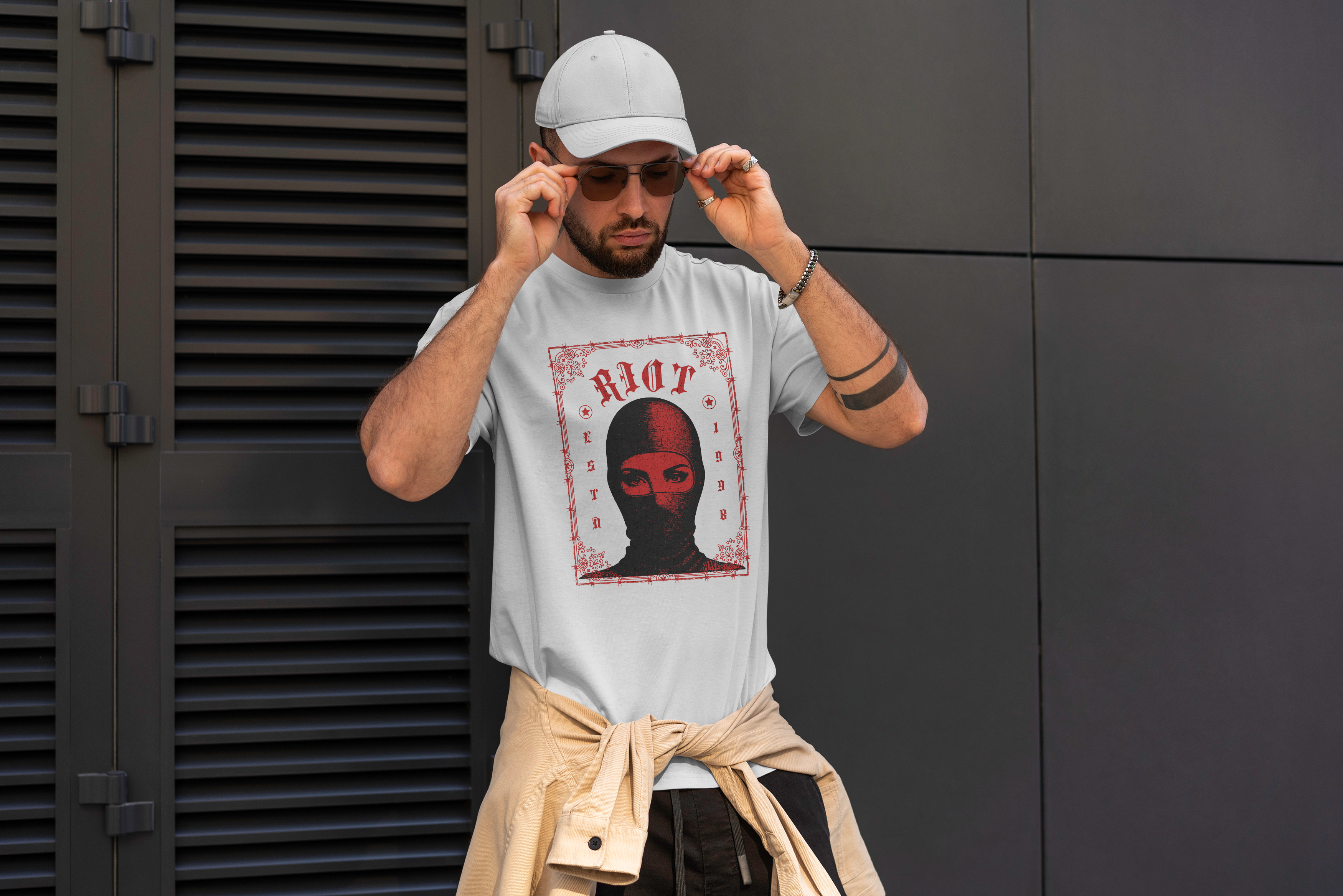 Riot Balaclava Graphic Tee — Edgy Protest Streetwear T-Shirt