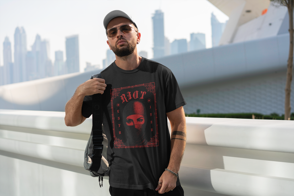 Riot Balaclava Graphic Tee — Edgy Protest Streetwear T-Shirt