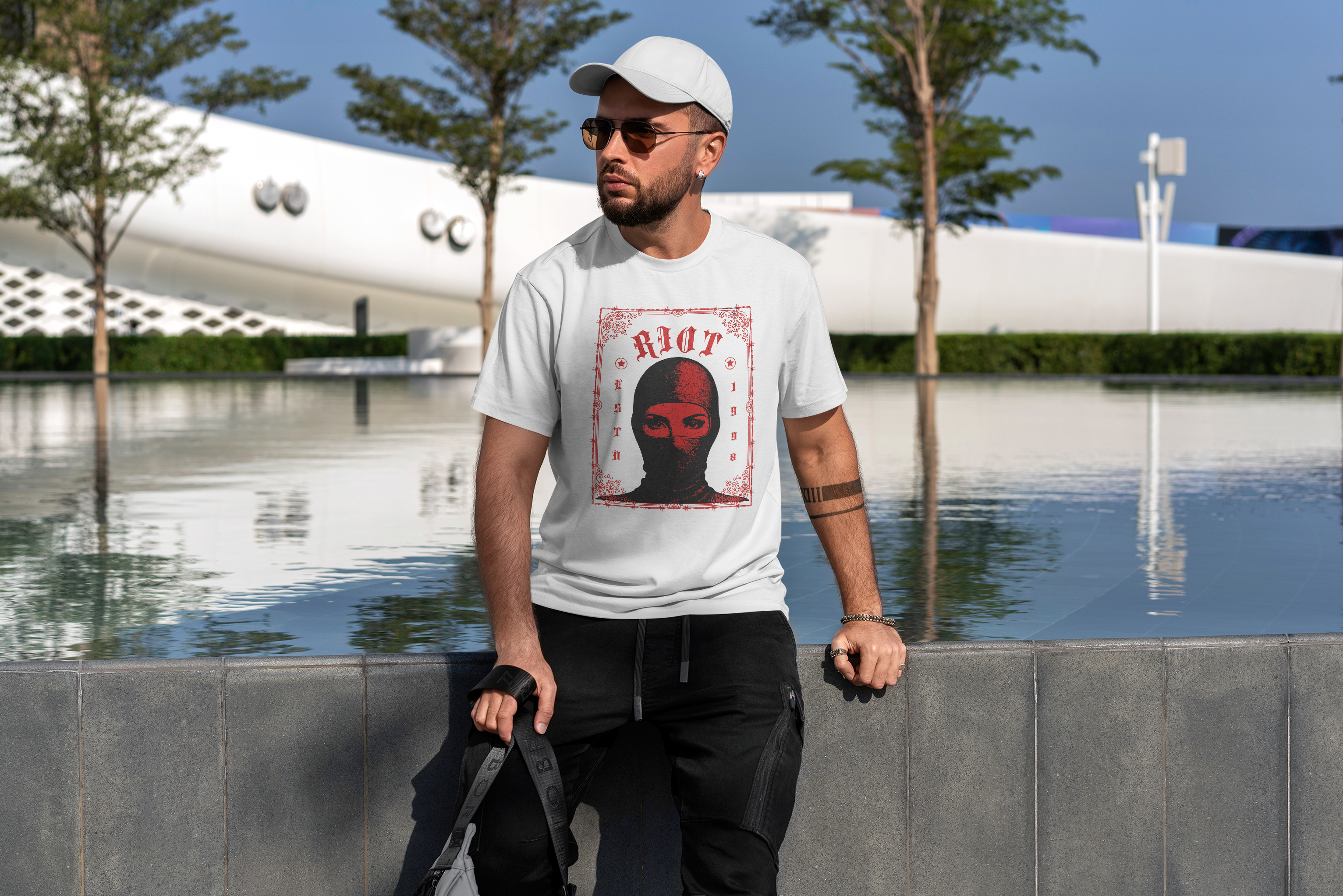 Riot Balaclava Graphic Tee — Edgy Protest Streetwear T-Shirt