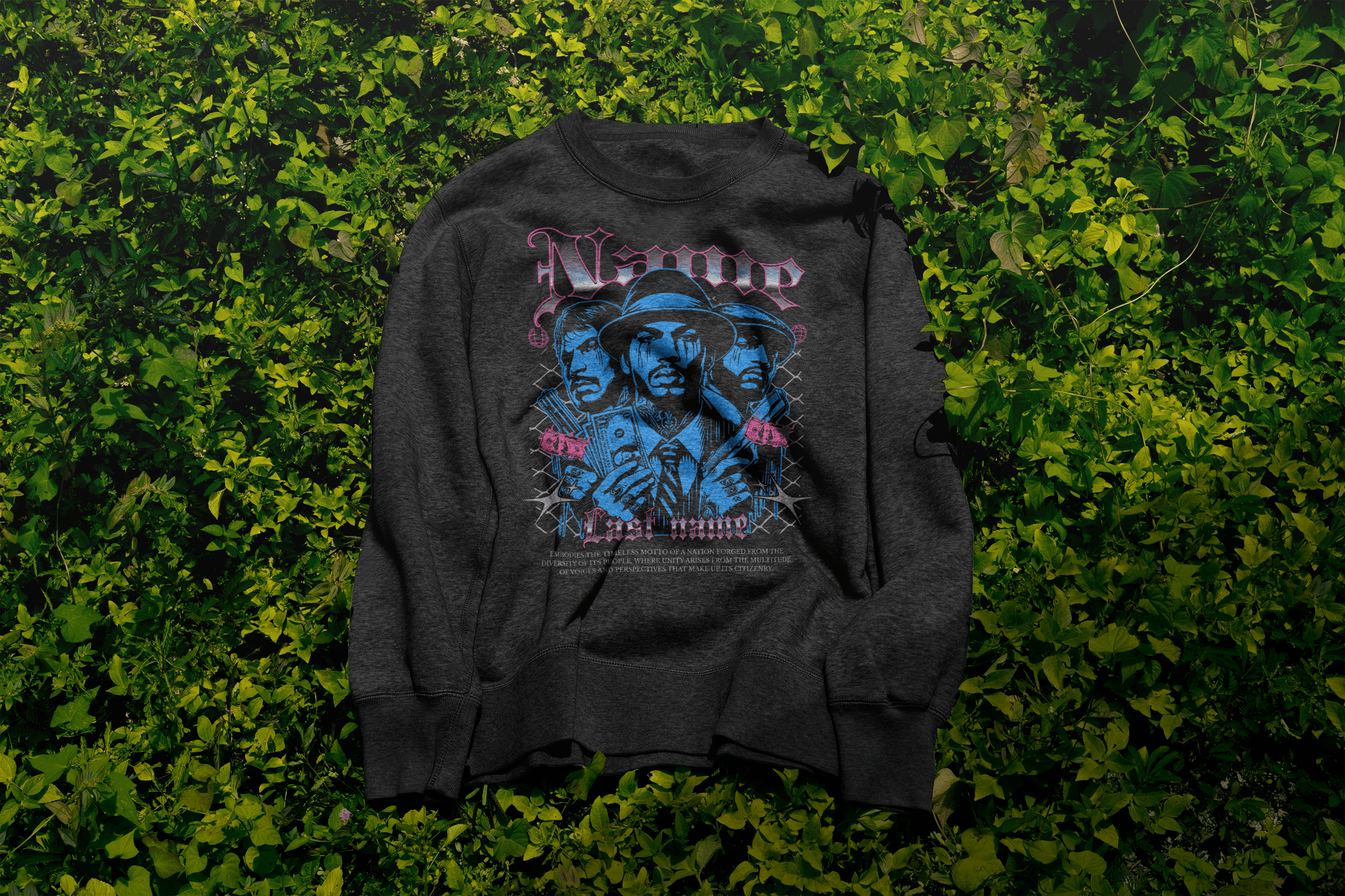 Personalized Gangster Art Sweatshirt  — Custom Name & Last Name Streetwear