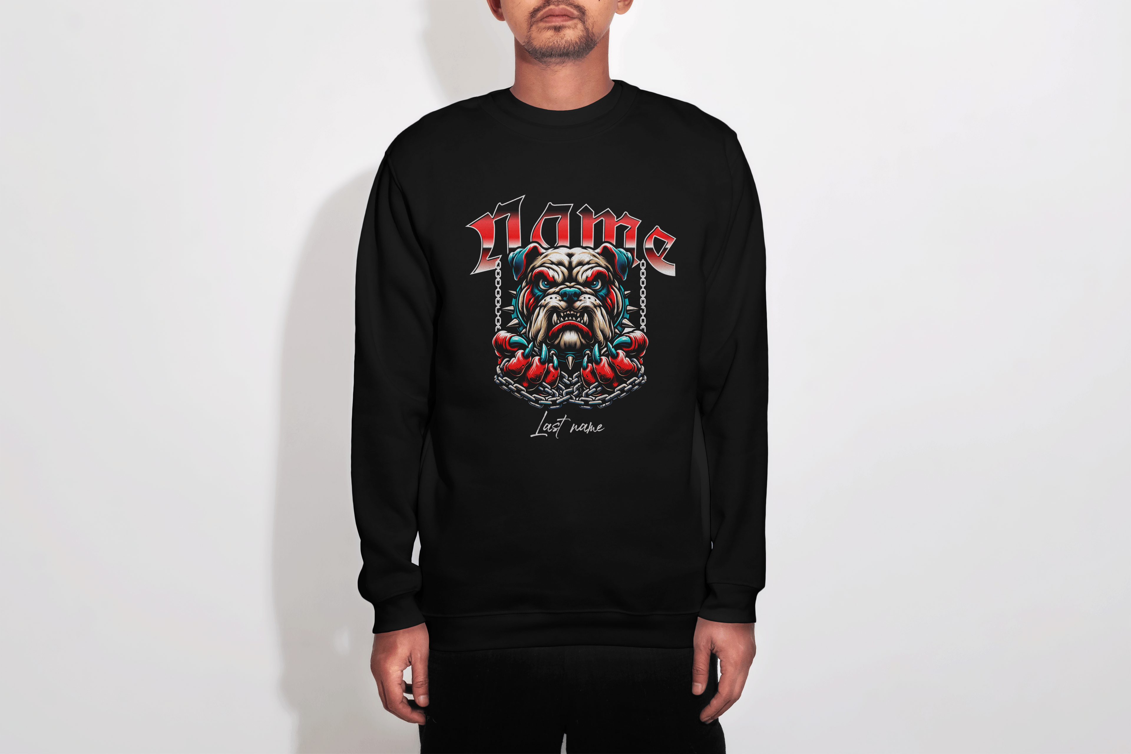 Aggressive-Style Bulldog Sweatshirt — Add Your Name and Last Name to the Design