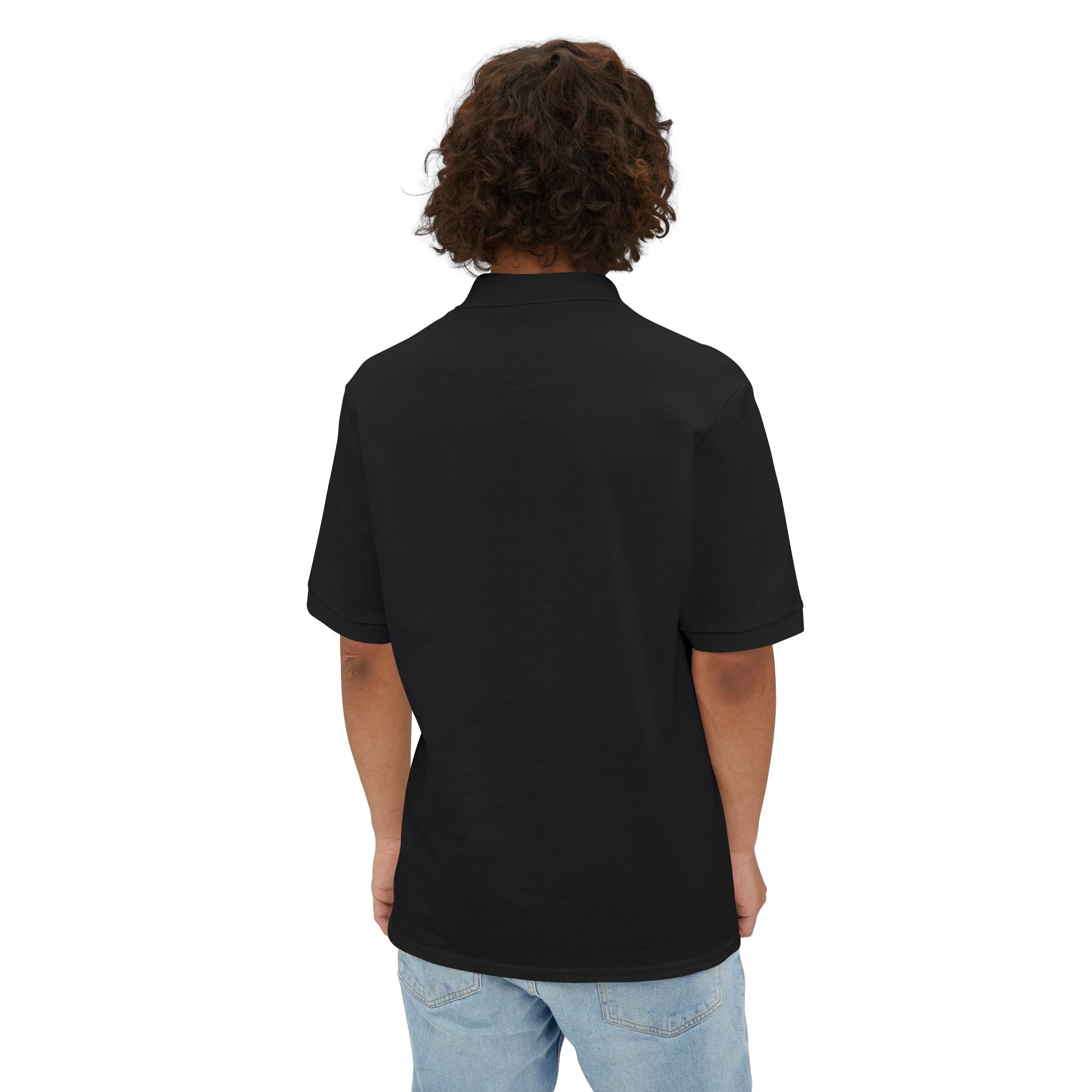 Men's Crown Logo Polo Shirt — Classic Black Piqué Collared Tee