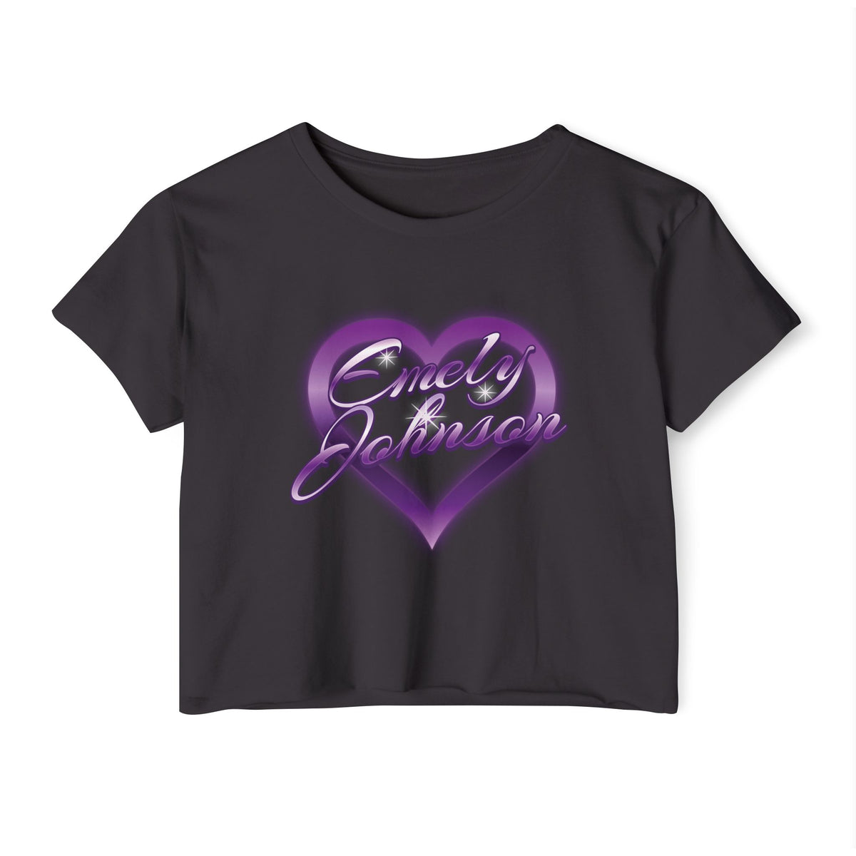 Women's  Crop Top — Purple Heart Custom Name and last name
