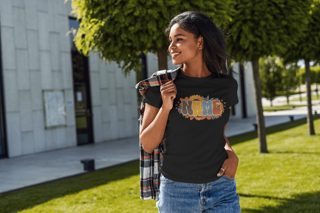 Custom Floral Name T-Shirt