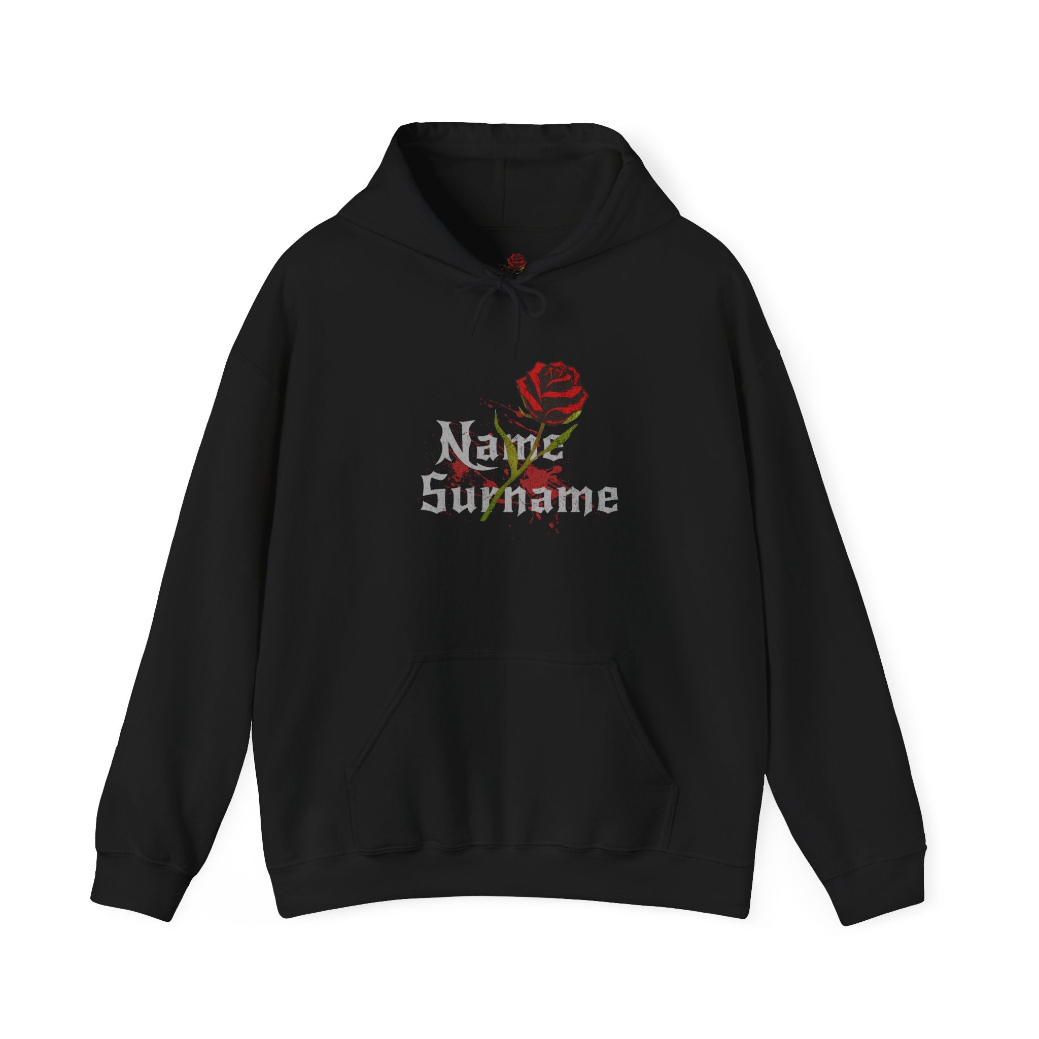 Gothic Rose Personalized Hoodie – Name and Last Name on the Front and Back unisex
