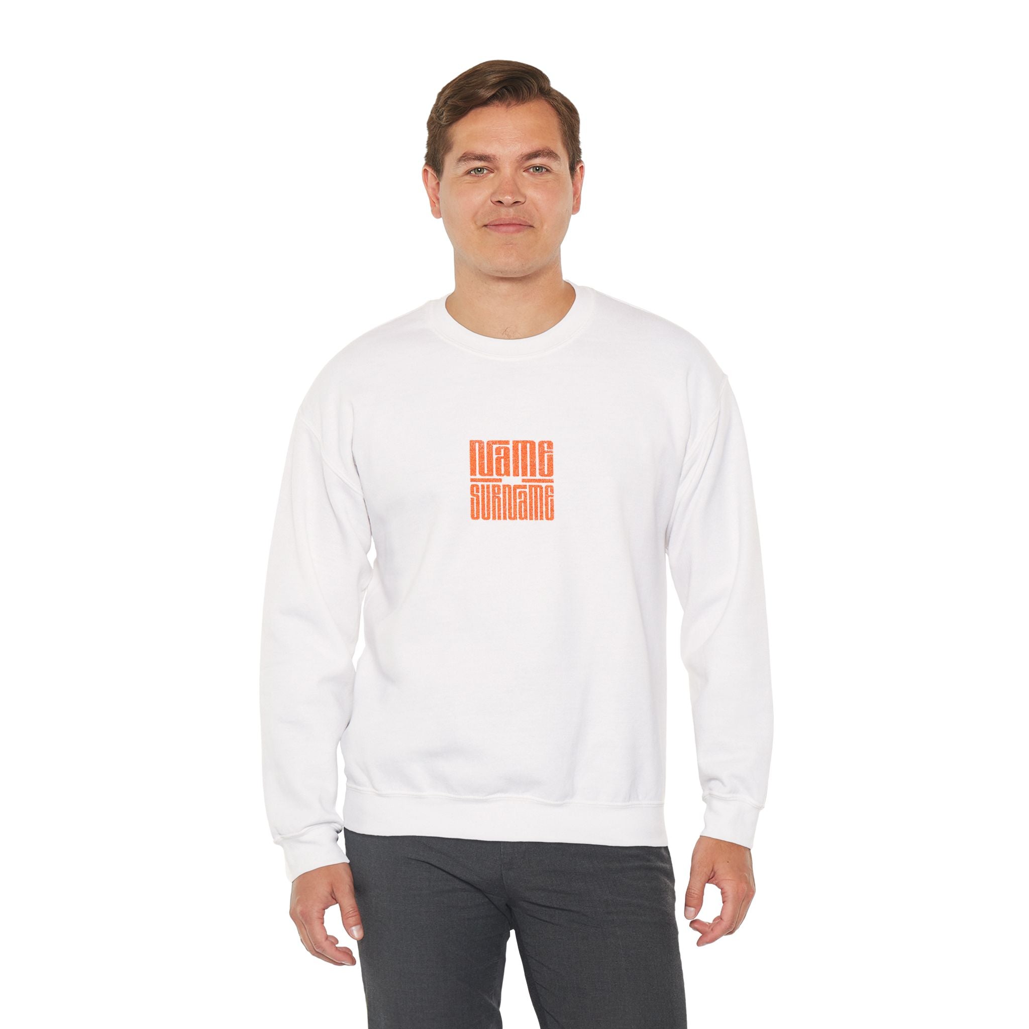 Minimal Embroidered Name Crewneck Sweatshirt — Personalized Monogram Center Chest