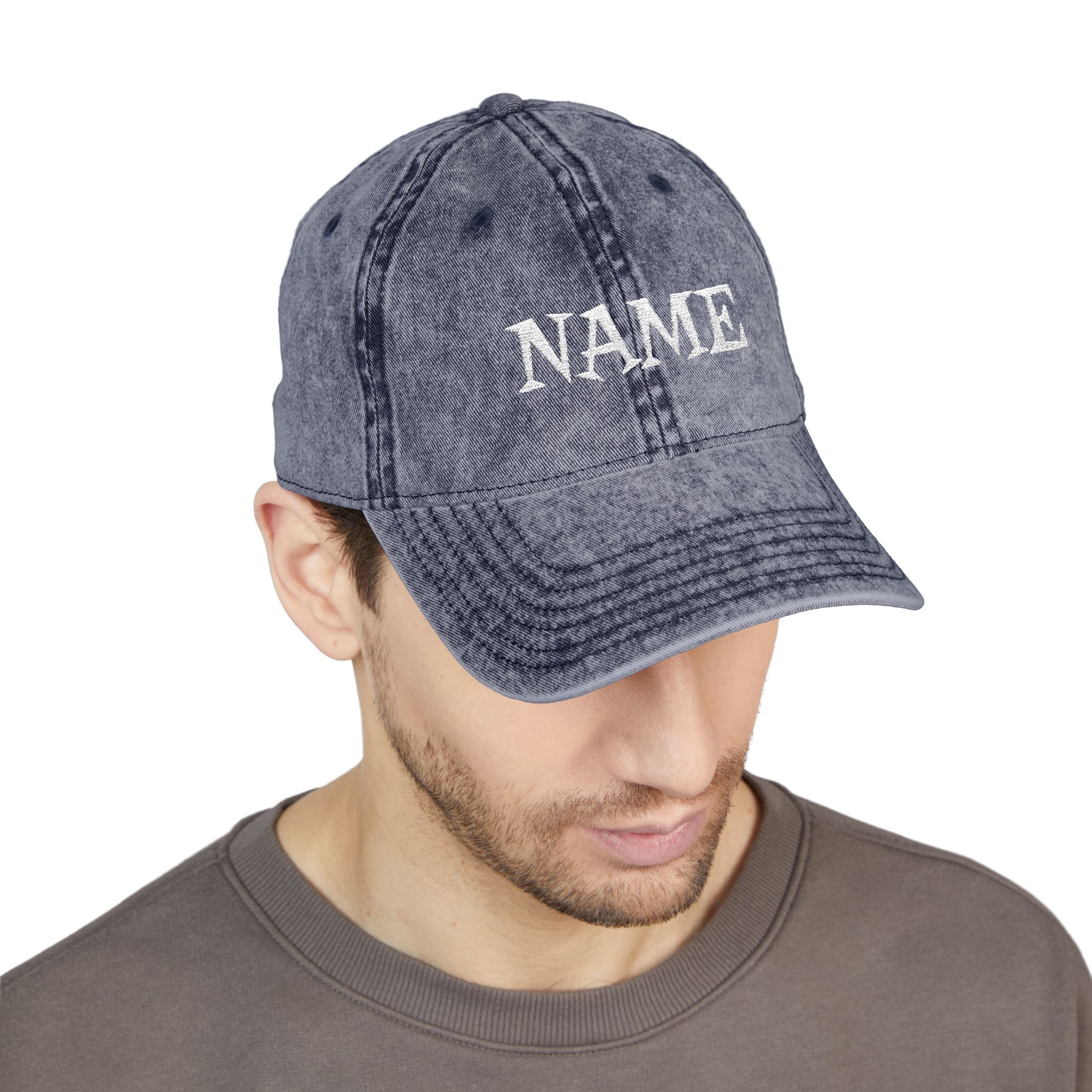 Personalized Vintage Embroidered Cap – Distressed Name Dad Hat