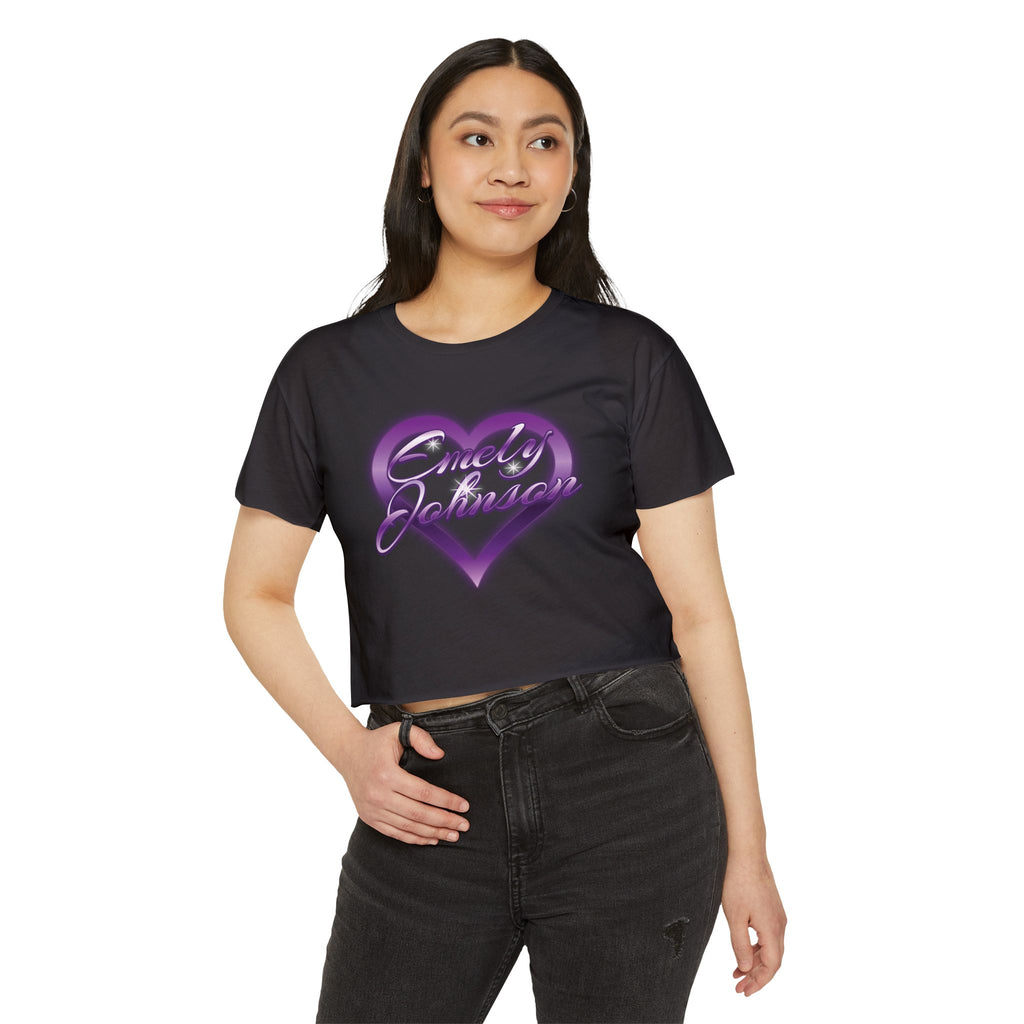 Women's  Crop Top — Purple Heart Custom Name and last name