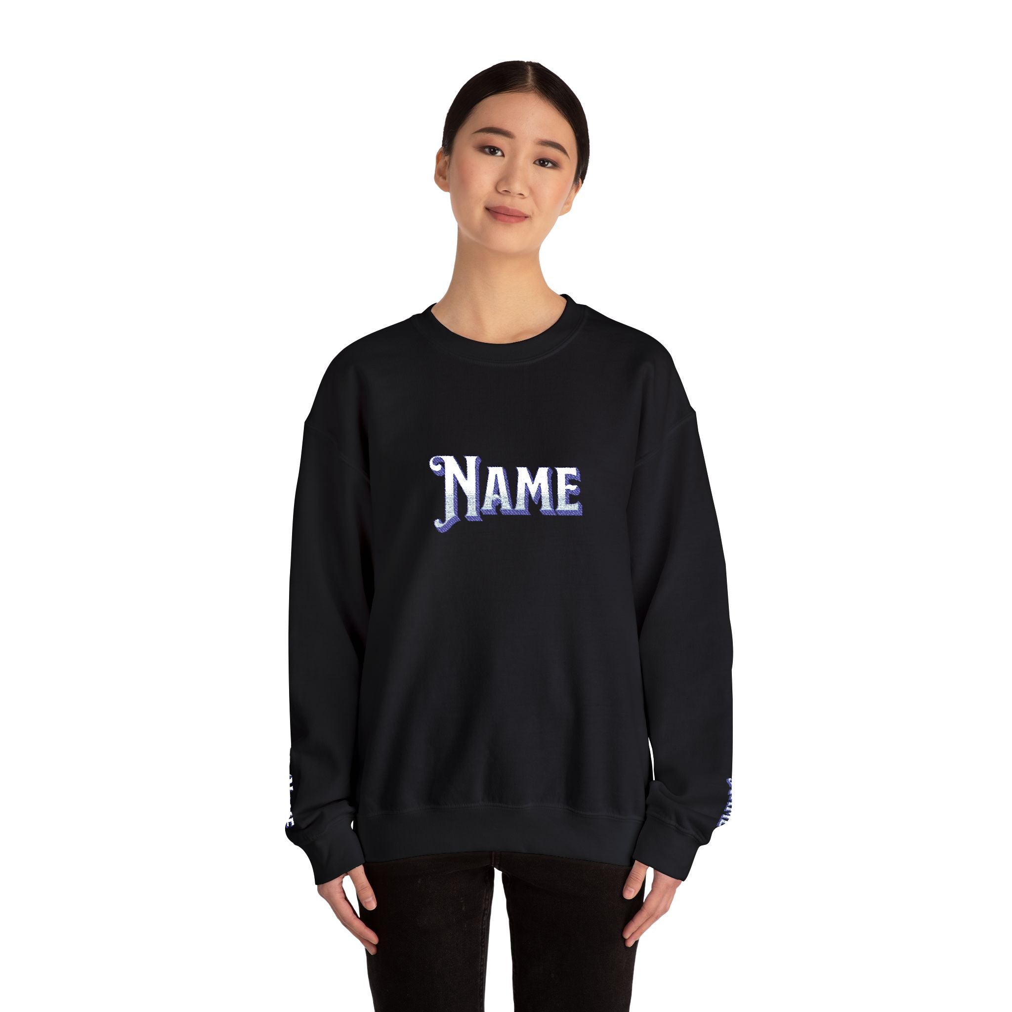 Custom embroidered Gothic Name Crewneck Sweatshirt unisex