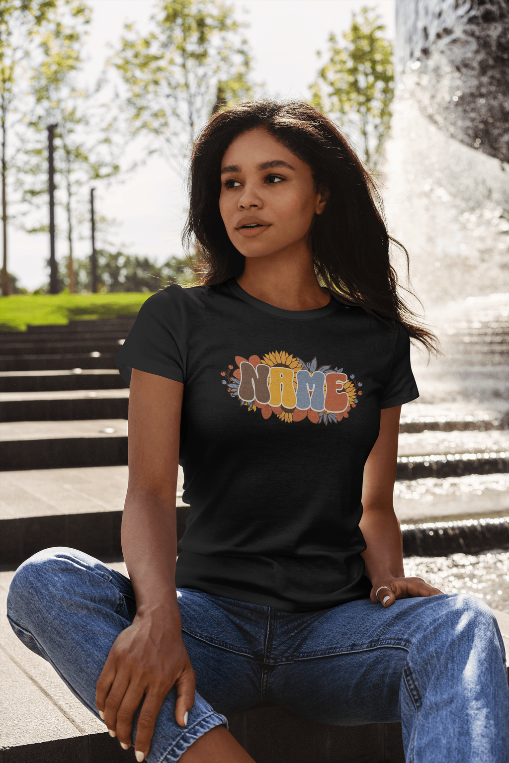 Custom Floral Name T-Shirt
